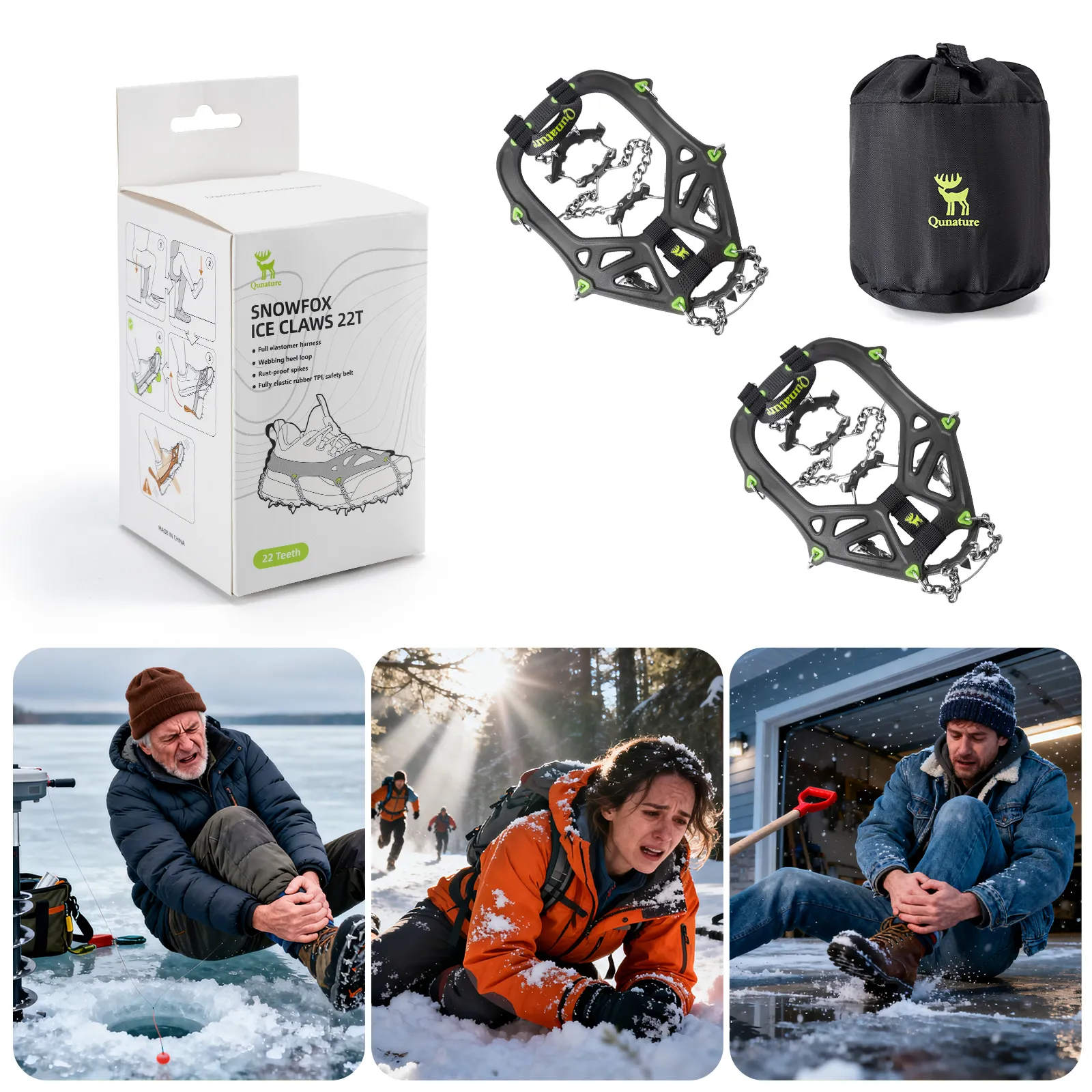 22-Spike Stainless Steel Ice Crampons Anti-Slip Shoe Traction Cleats - Image 4