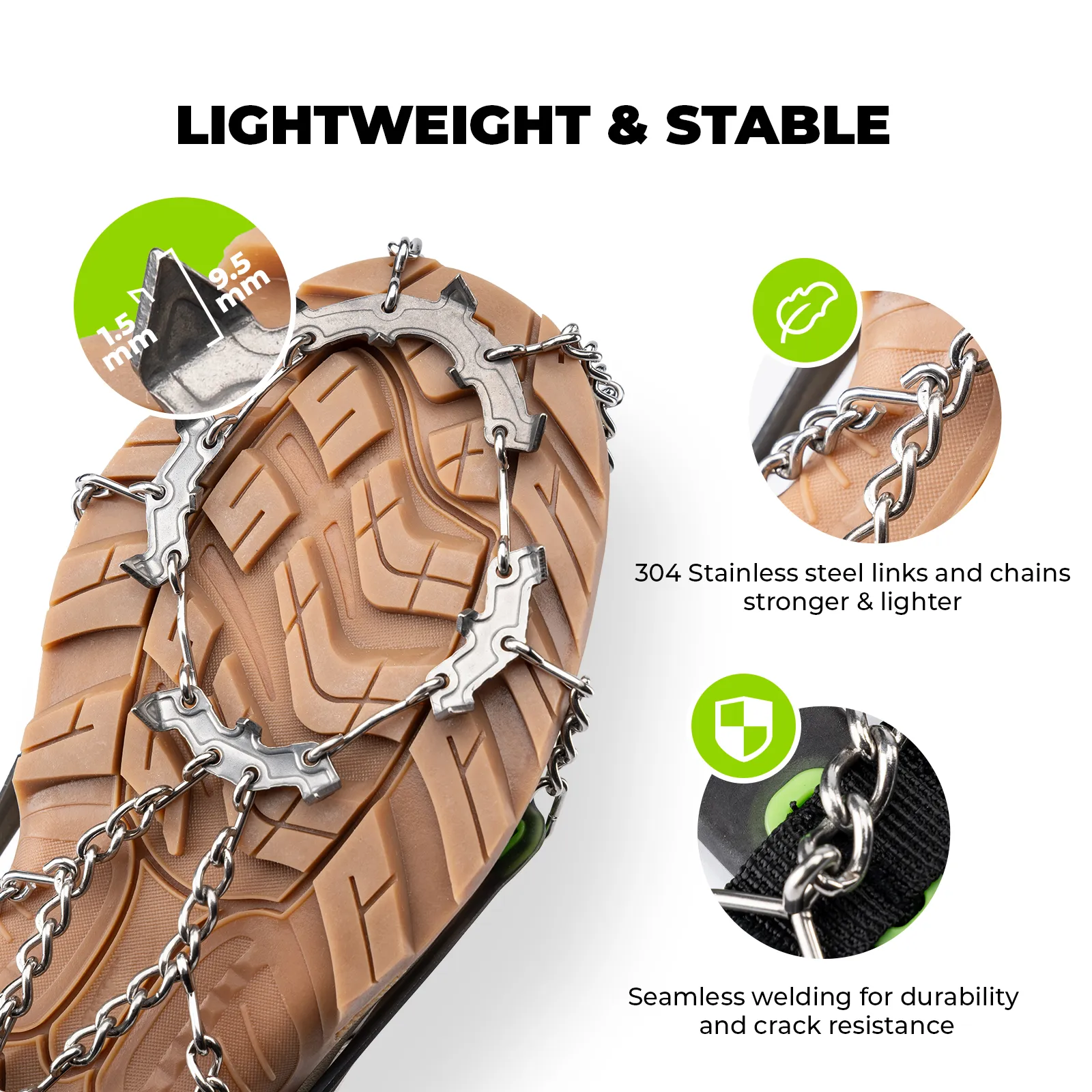 22-Spike Stainless Steel Ice Crampons Anti-Slip Shoe Traction Cleats - Image 9