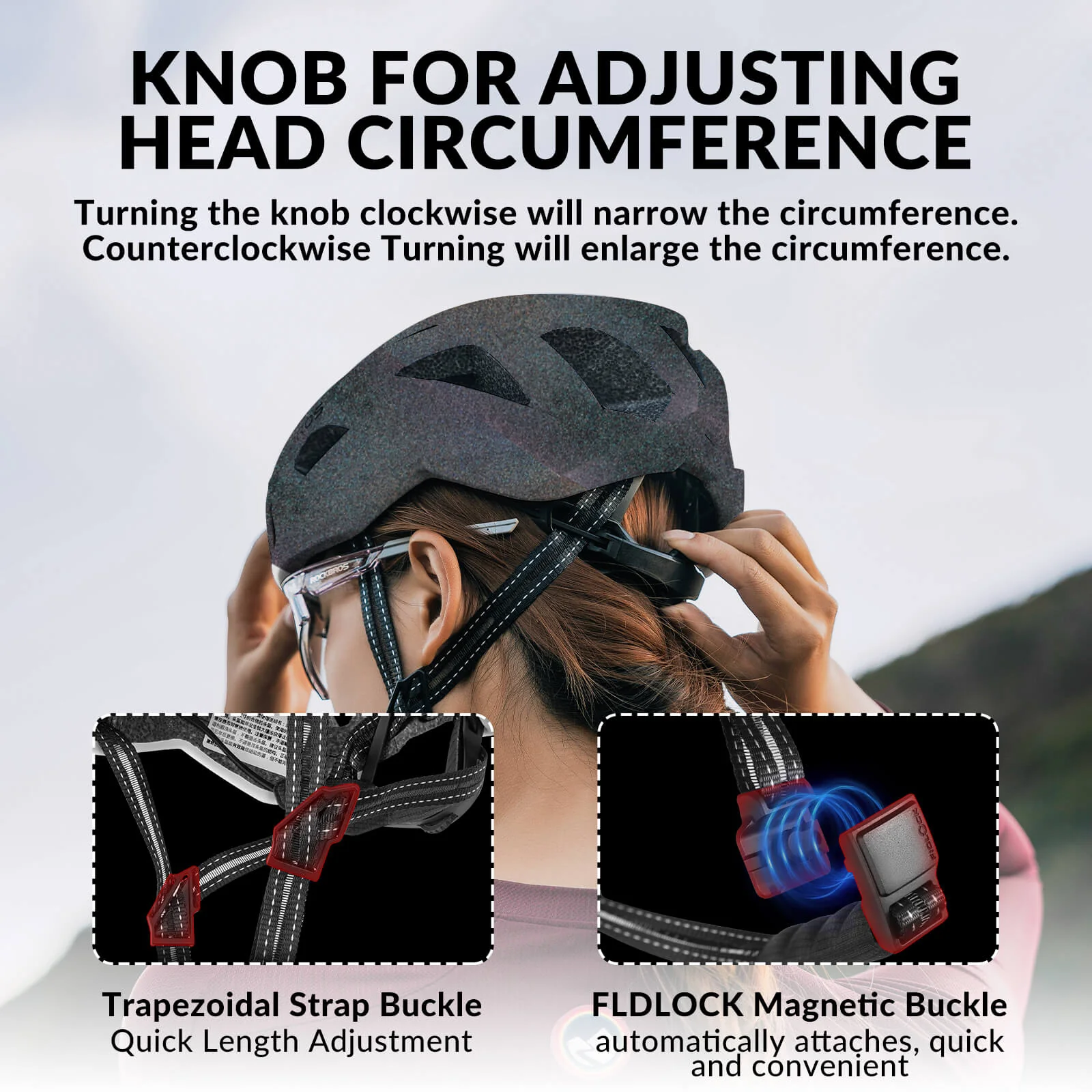 Aero Road Bike Helmet Magnetic Clip Lock Unisex - Image 5