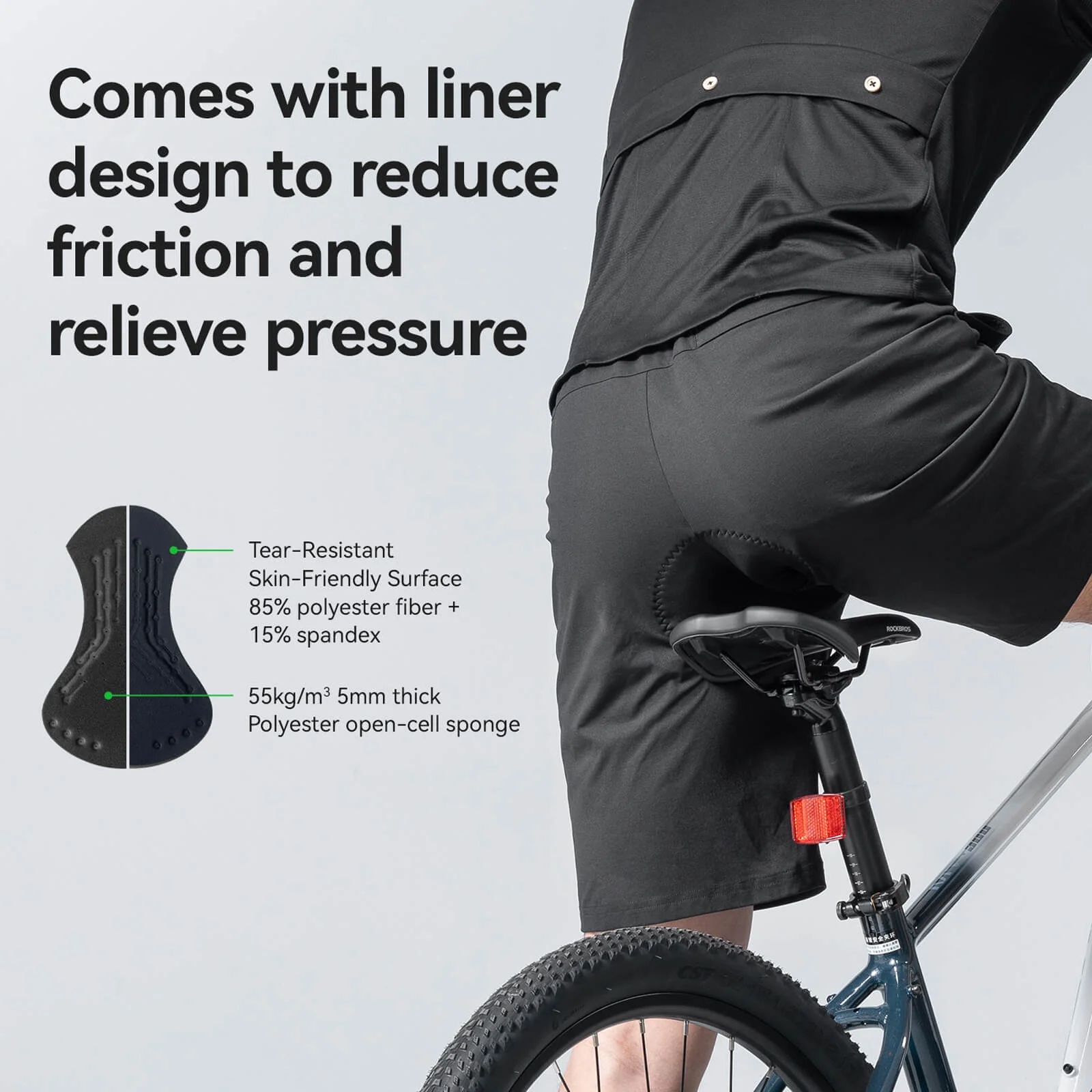 Cityride Men's Commuter Cycling Shorts with Padded Liner - Image 3