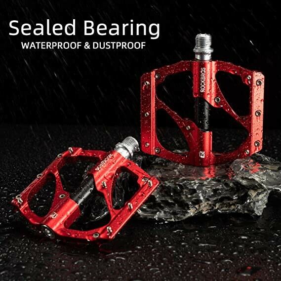 ROCKBROS Super Lightweight Bike Pedals in Black or Red (Pair) - Image 6