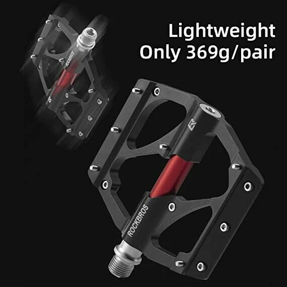 ROCKBROS Super Lightweight Bike Pedals in Black or Red (Pair) - Image 7