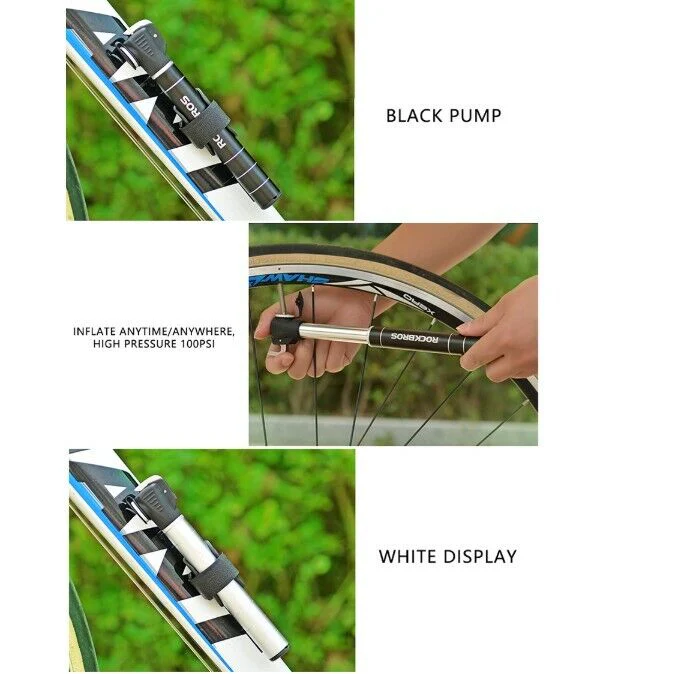 ROCKBROS One-Way Dual Valve Mini Bike Pump in Black - Image 5