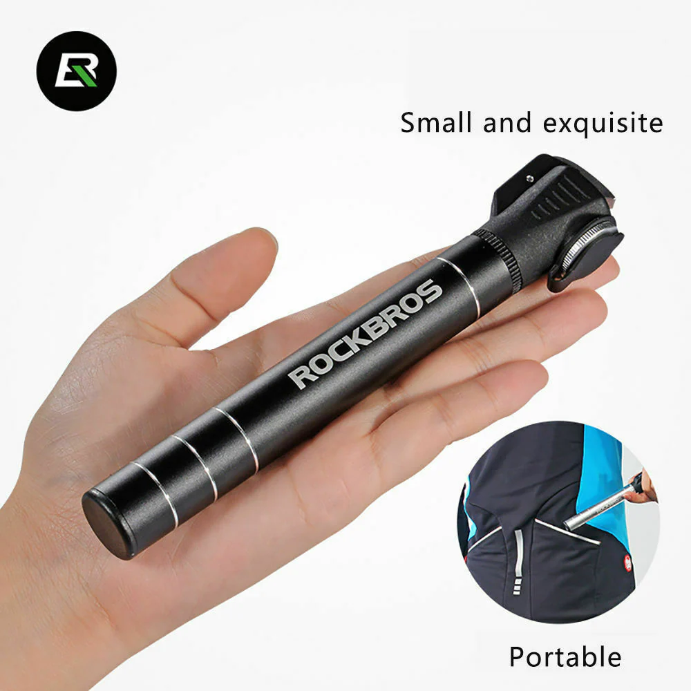 ROCKBROS One-Way Dual Valve Mini Bike Pump in Black - Image 6
