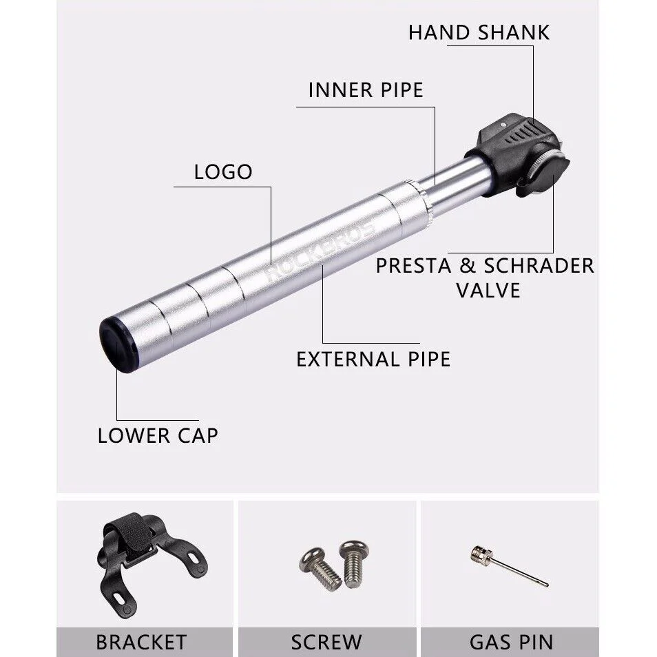 ROCKBROS One-Way Dual Valve Mini Bike Pump in Black - Image 7