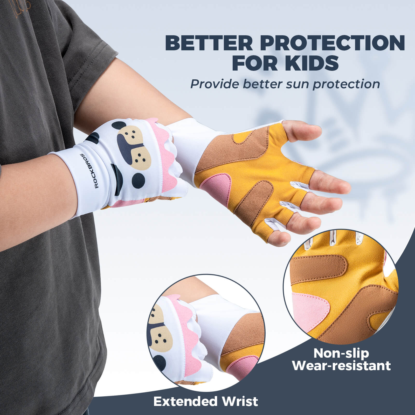 Cute Kids Half-Finger Cycling Gloves Non-Slip Padded Unisex - Image 15