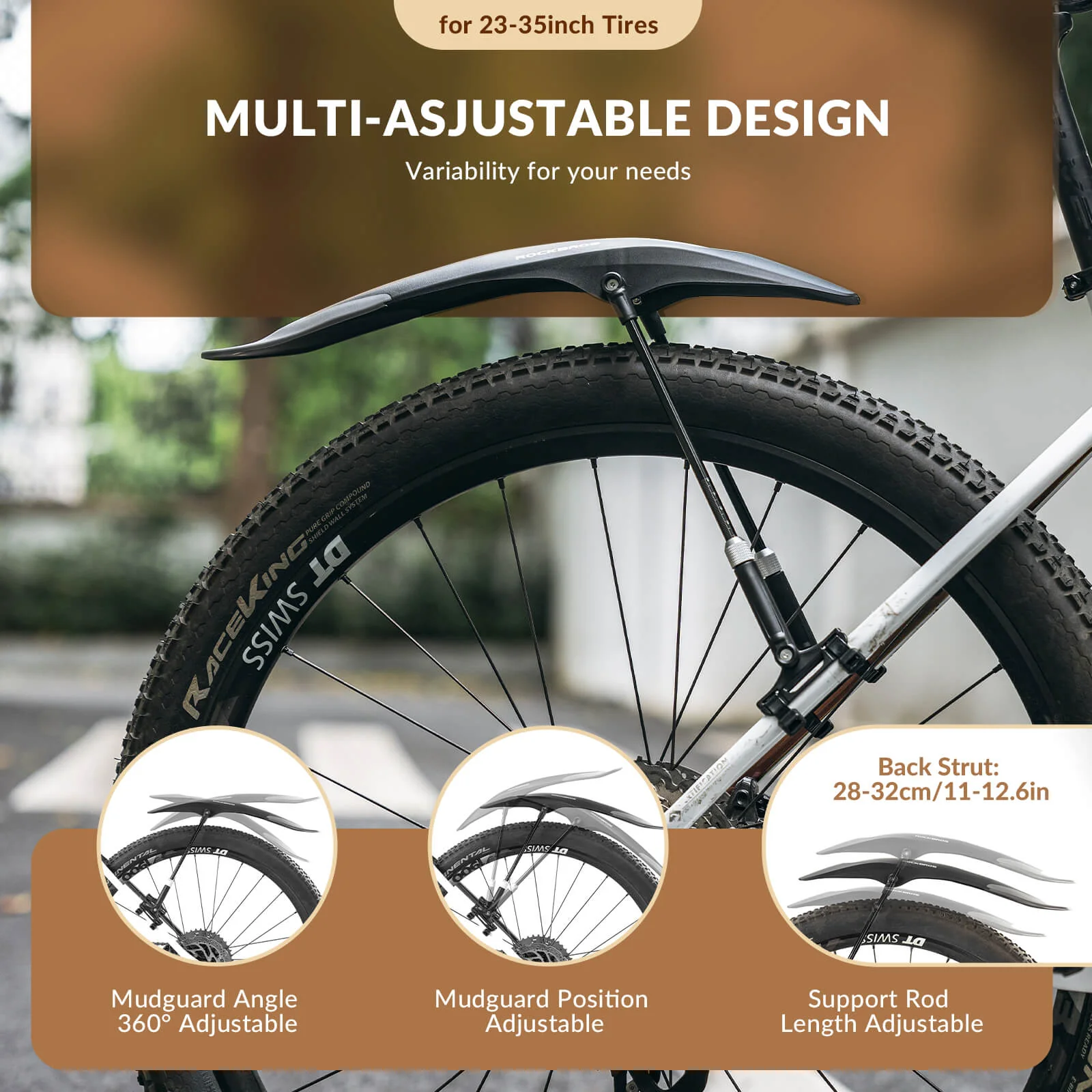 Durable Mudguards Set Adjustable Front & Rear Bike Fenders for 26-29 inch - Image 14
