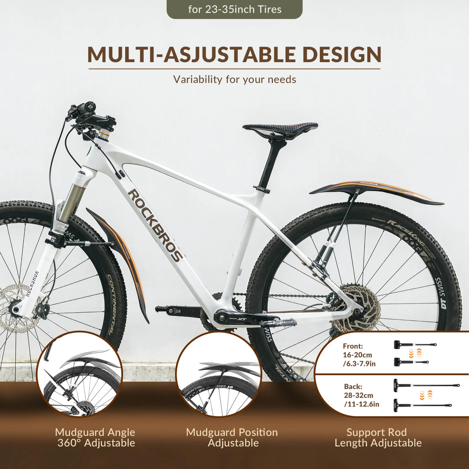 Durable Mudguards Set Adjustable Front & Rear Bike Fenders for 26-29 inch - Image 21