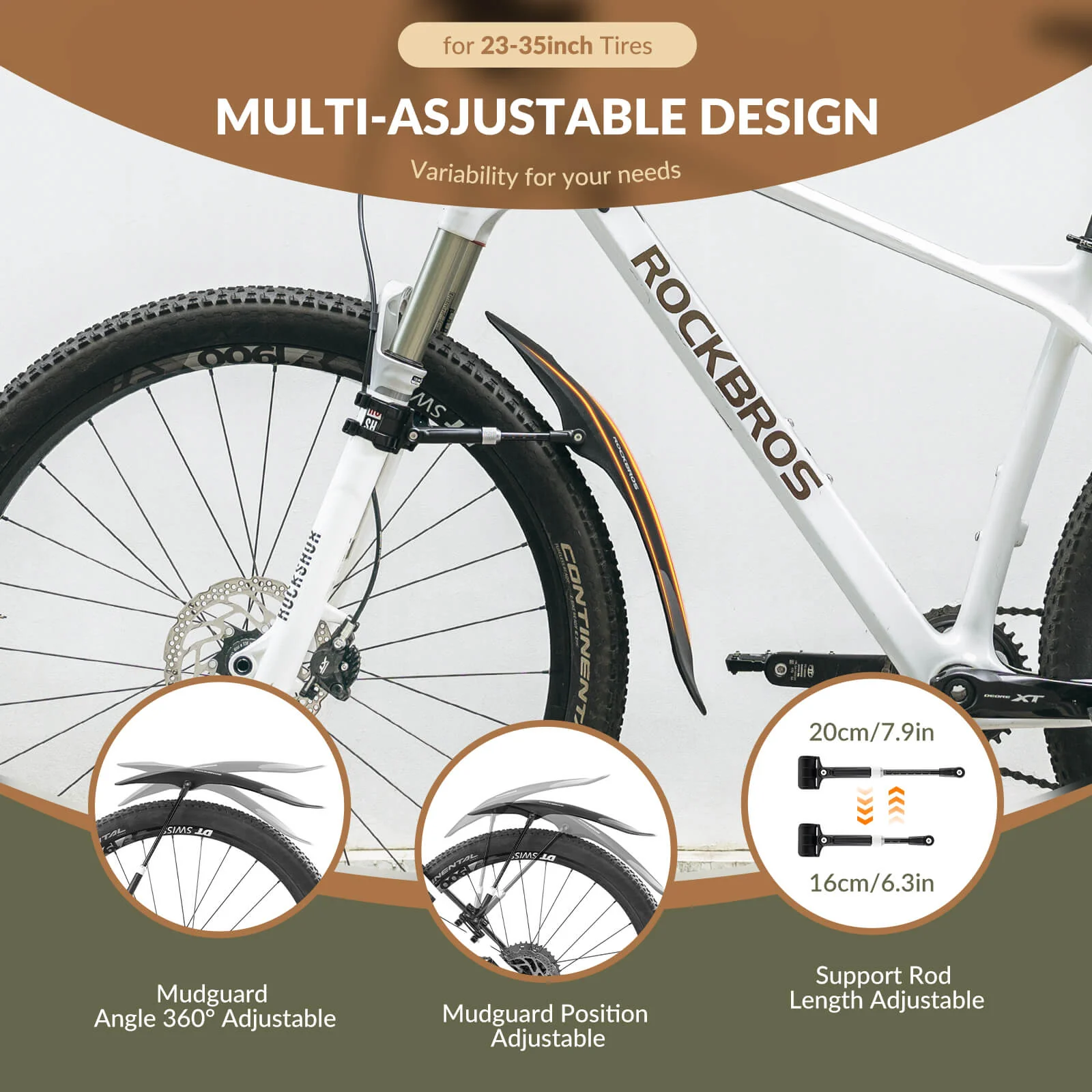 Durable Mudguards Set Adjustable Front & Rear Bike Fenders for 26-29 inch - Image 5