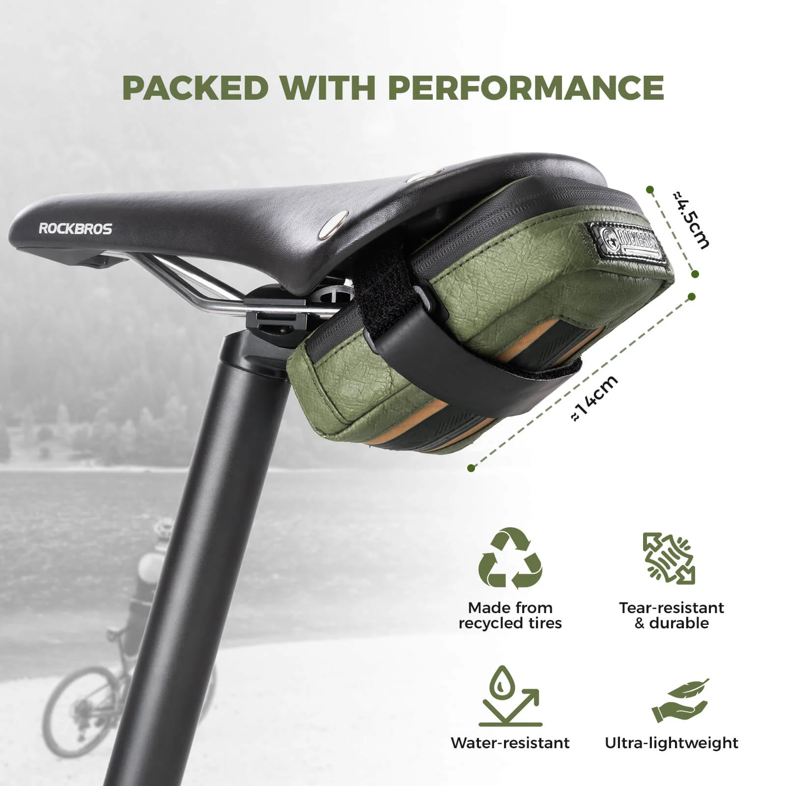 EcoMate Recycled Tire Bike Saddle Bag 0.4L - Image 4