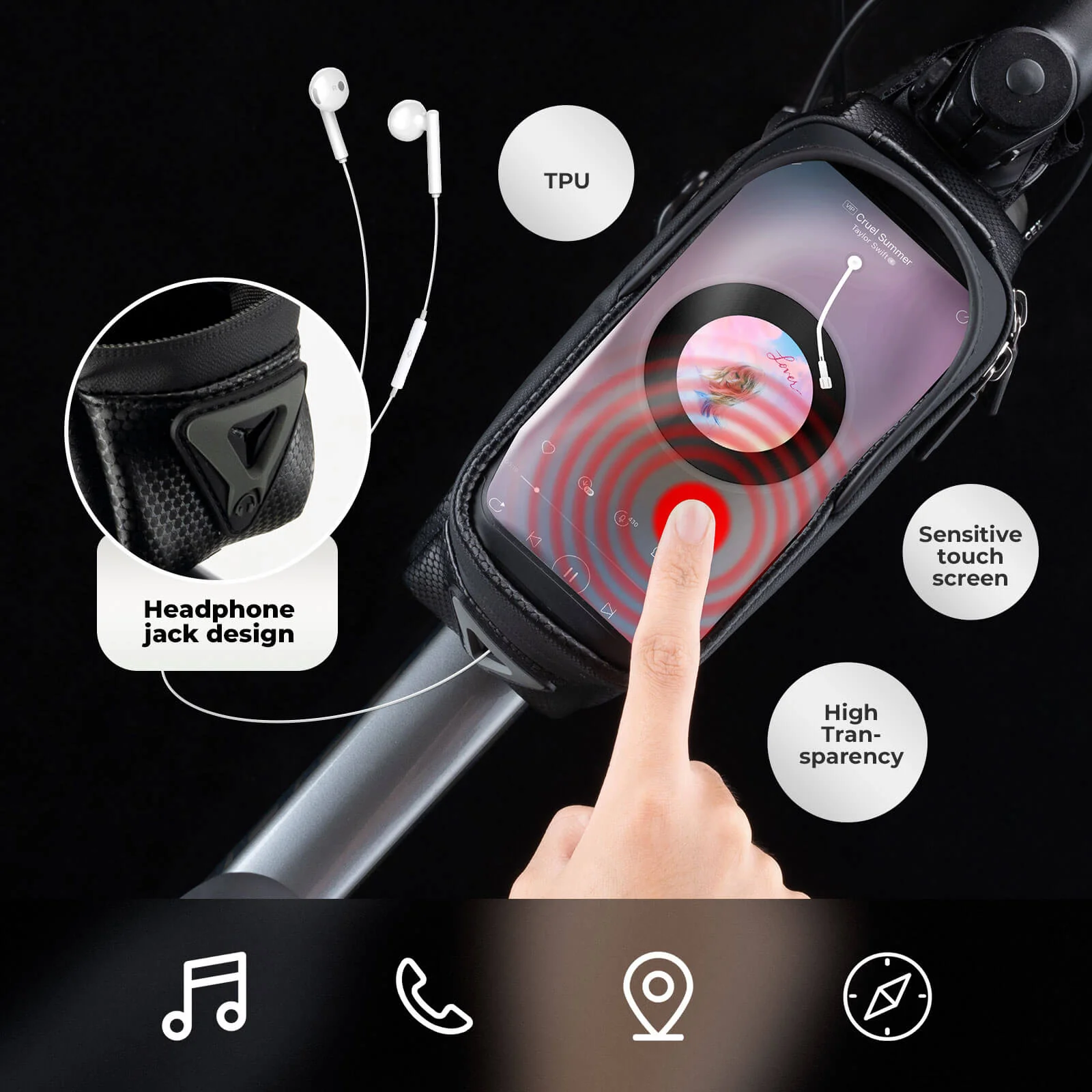 Hard Shell Cycling Phone Bag Touchscreen - Image 3