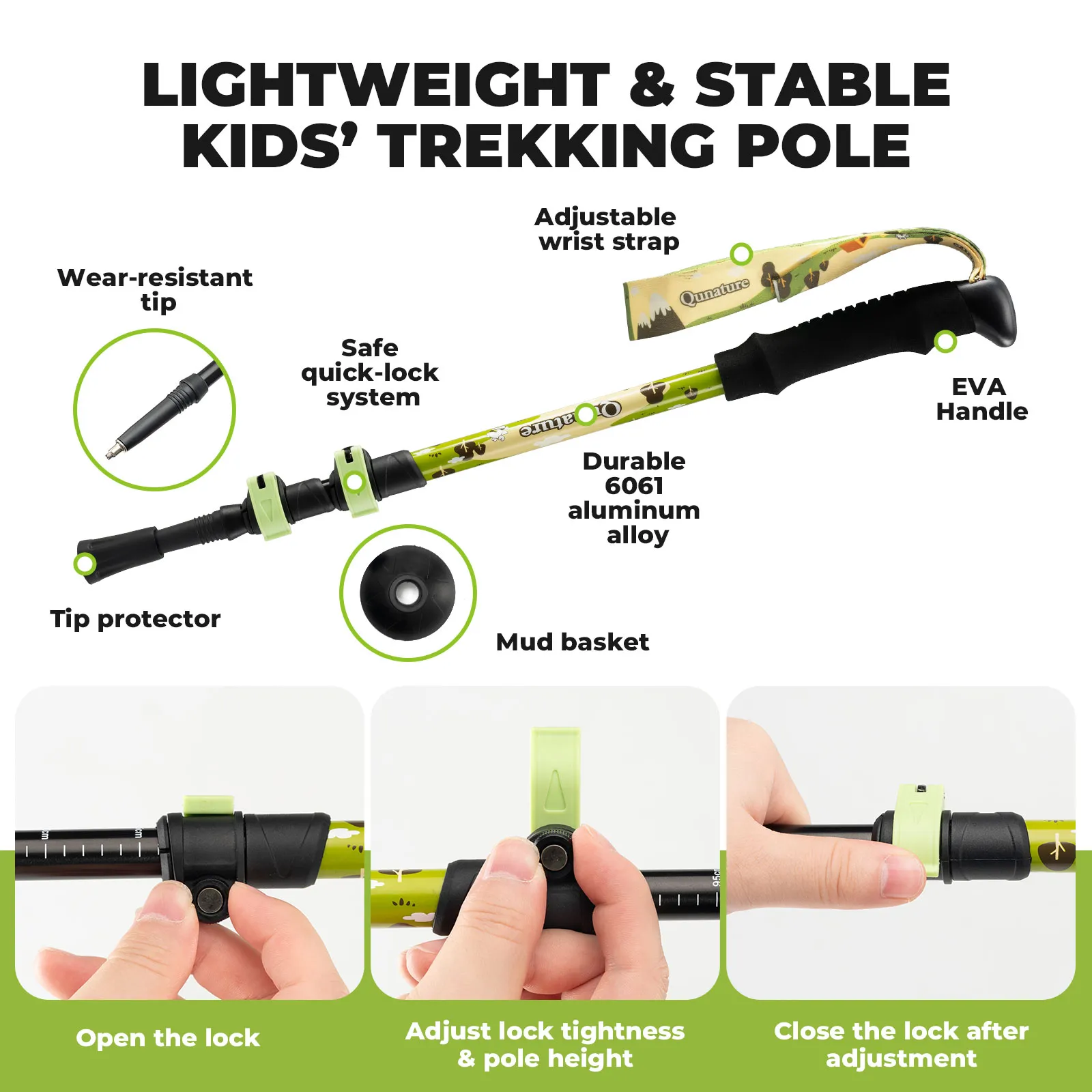Kids Adventure Trekking Poles 51–100cm Adjustable - Image 12