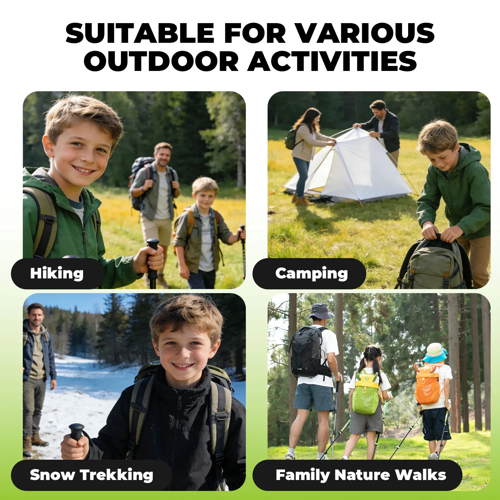 Kids Adventure Trekking Poles 51–100cm Adjustable - Image 8