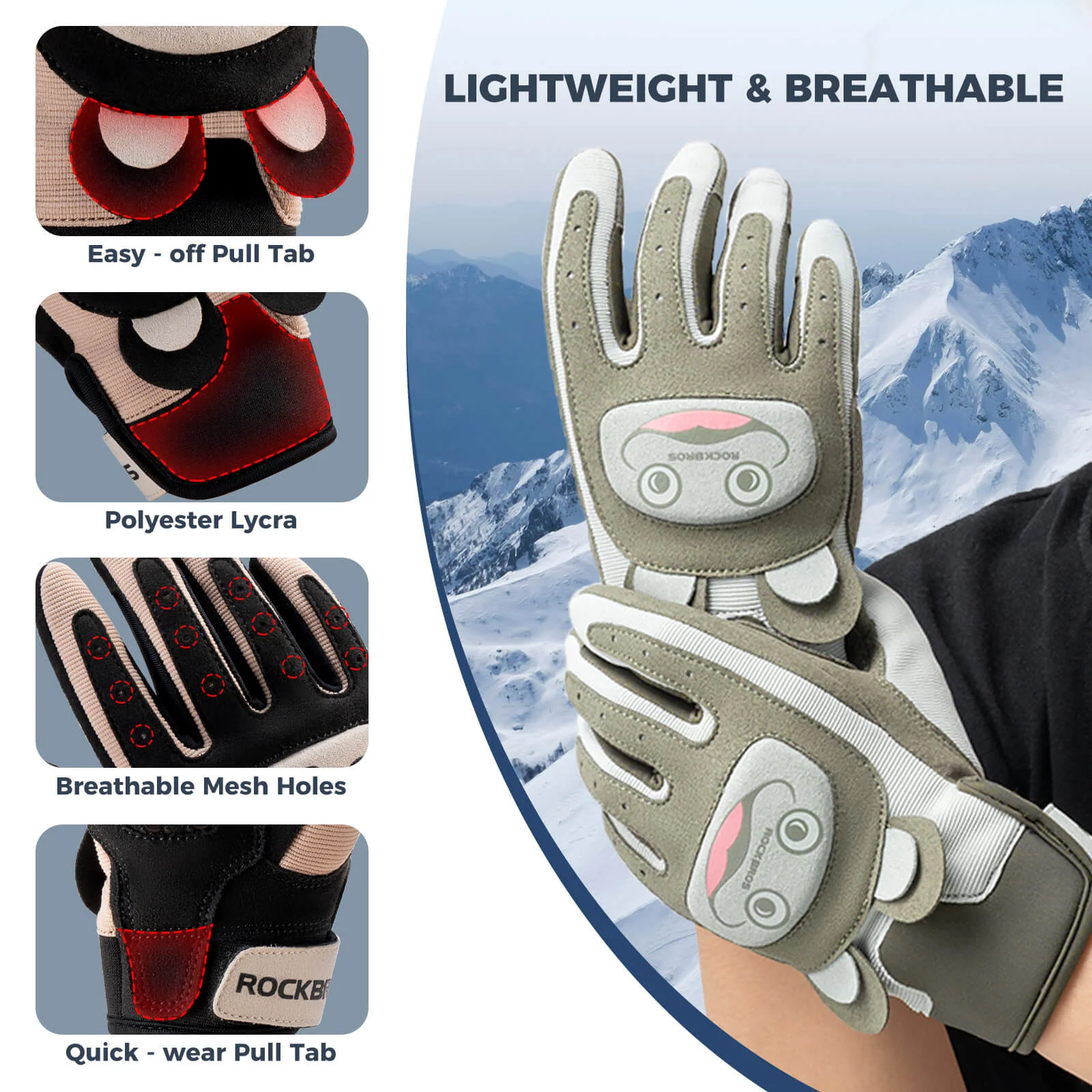 Kids Full Finger Protective Cycling Gloves with Anti-Slip Grip Ages 2–12 - Image 9