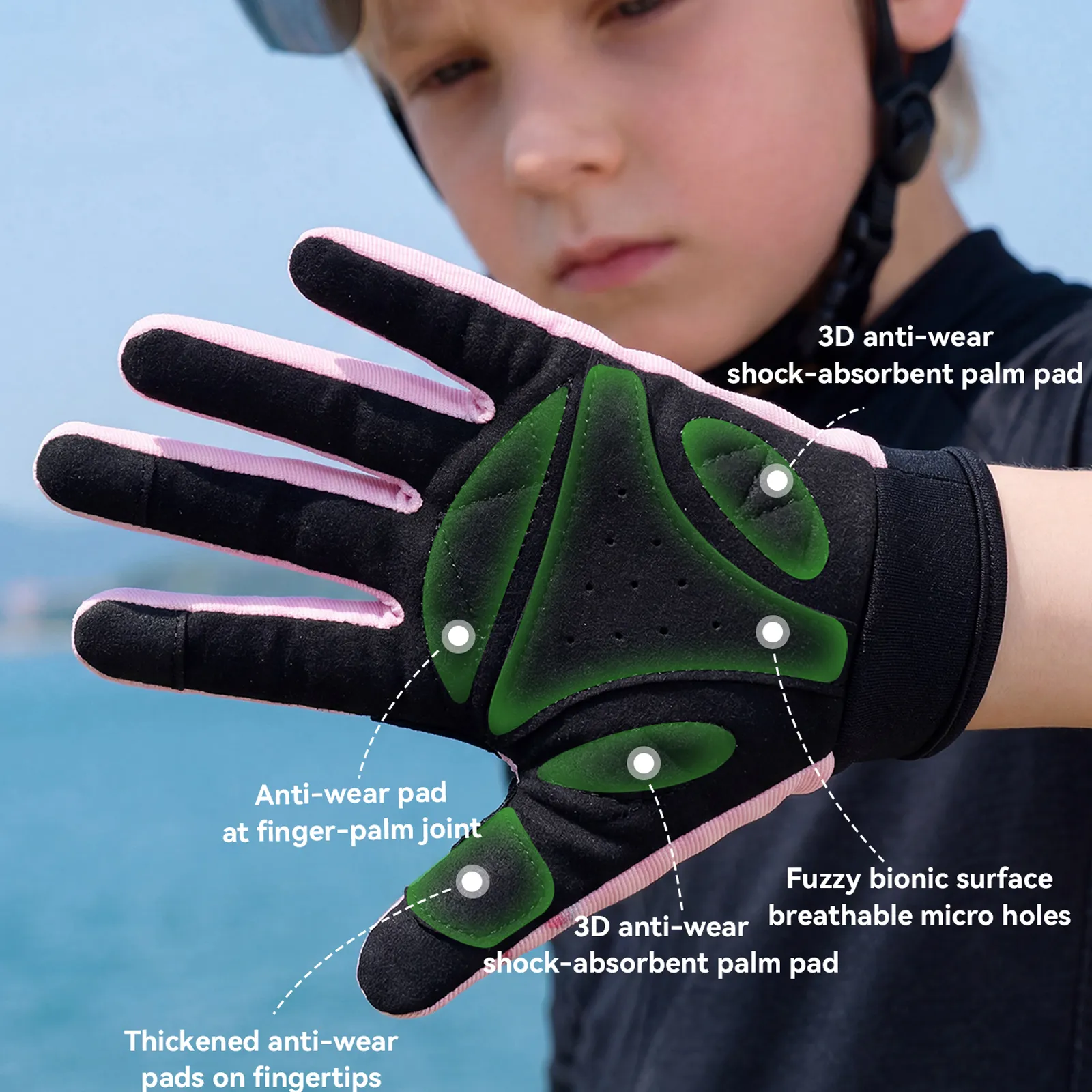 Kids Full Finger Sports Gloves with PVC Knuckle Guard - Image 21