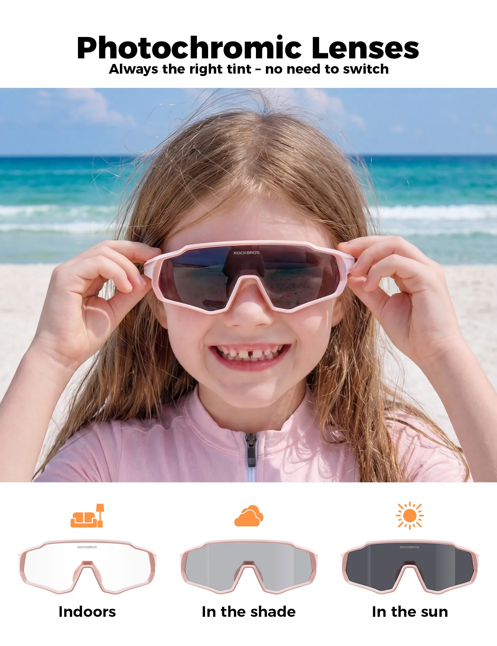 Kids Photochromic/Polarised Cycling Sunglasses UV Protection - Image 12