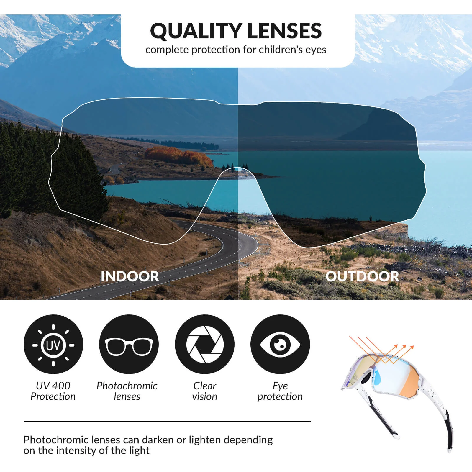 Kids Photochromic Sports Bike Sunglasses - Image 14