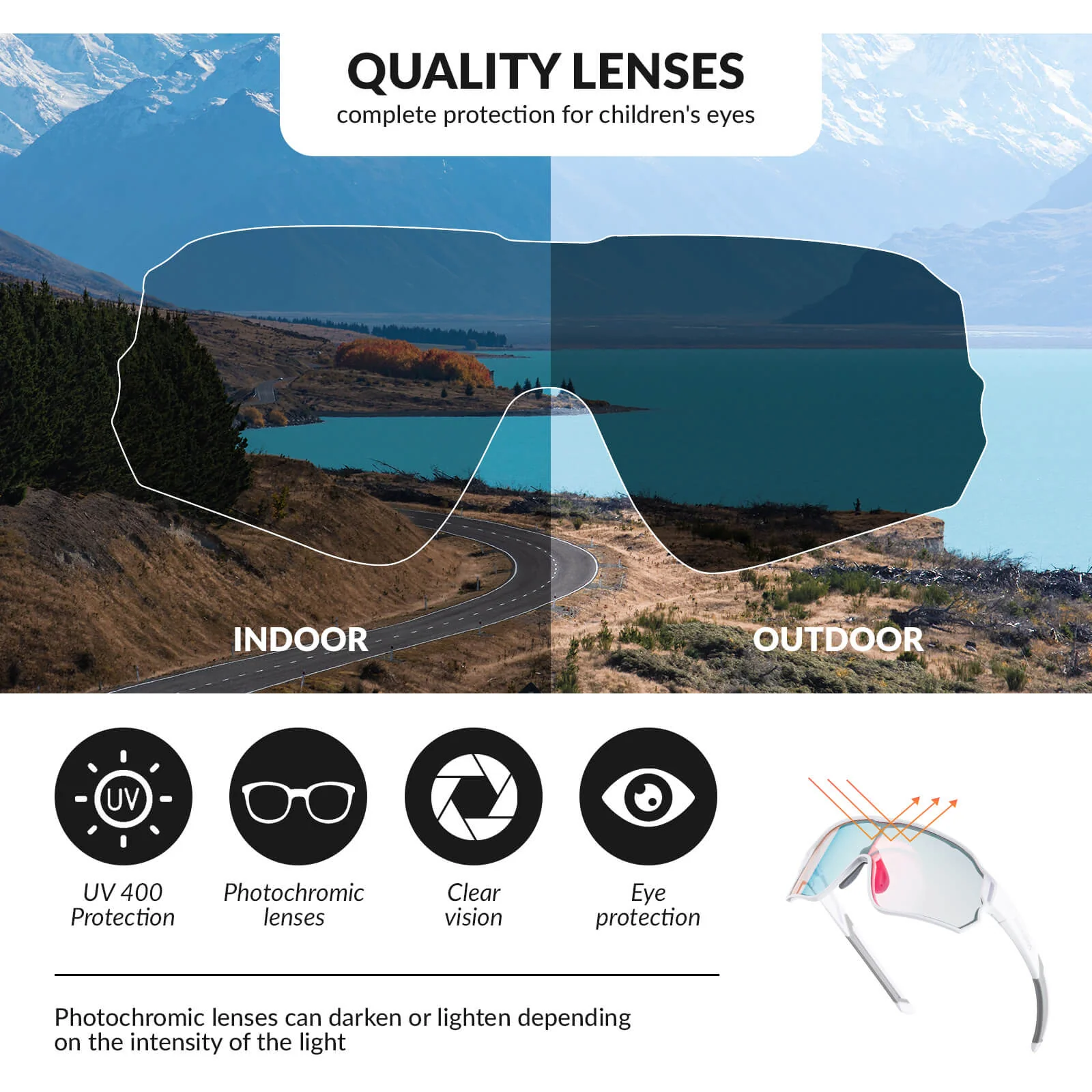 Kids Photochromic Sports Bike Sunglasses - Image 8