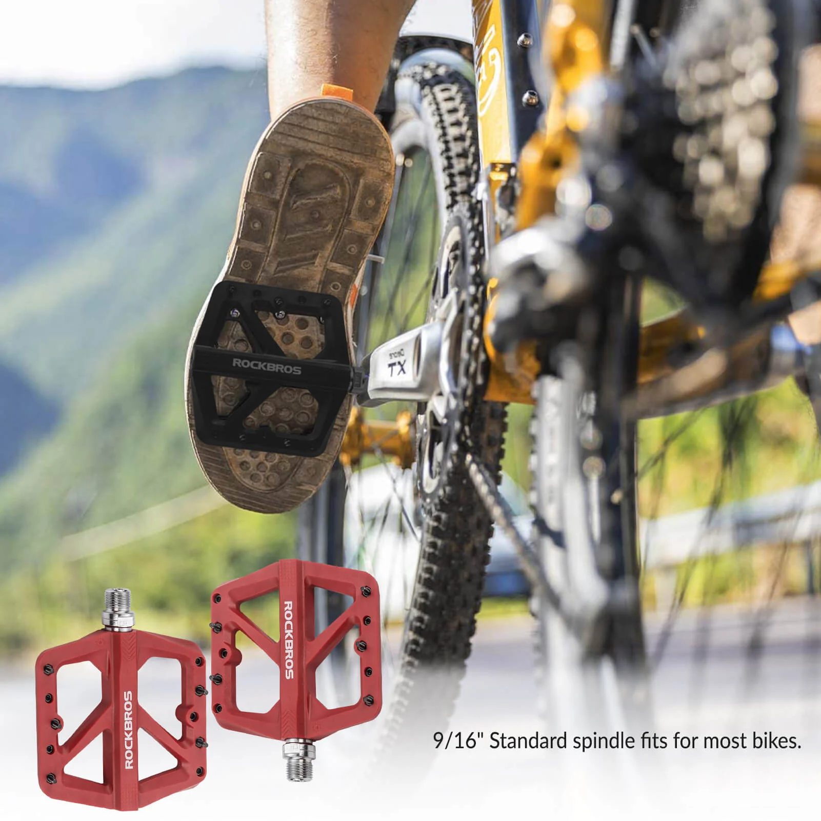 Large Multicolored Nylon Composite Bike Pedals Pair - Image 14