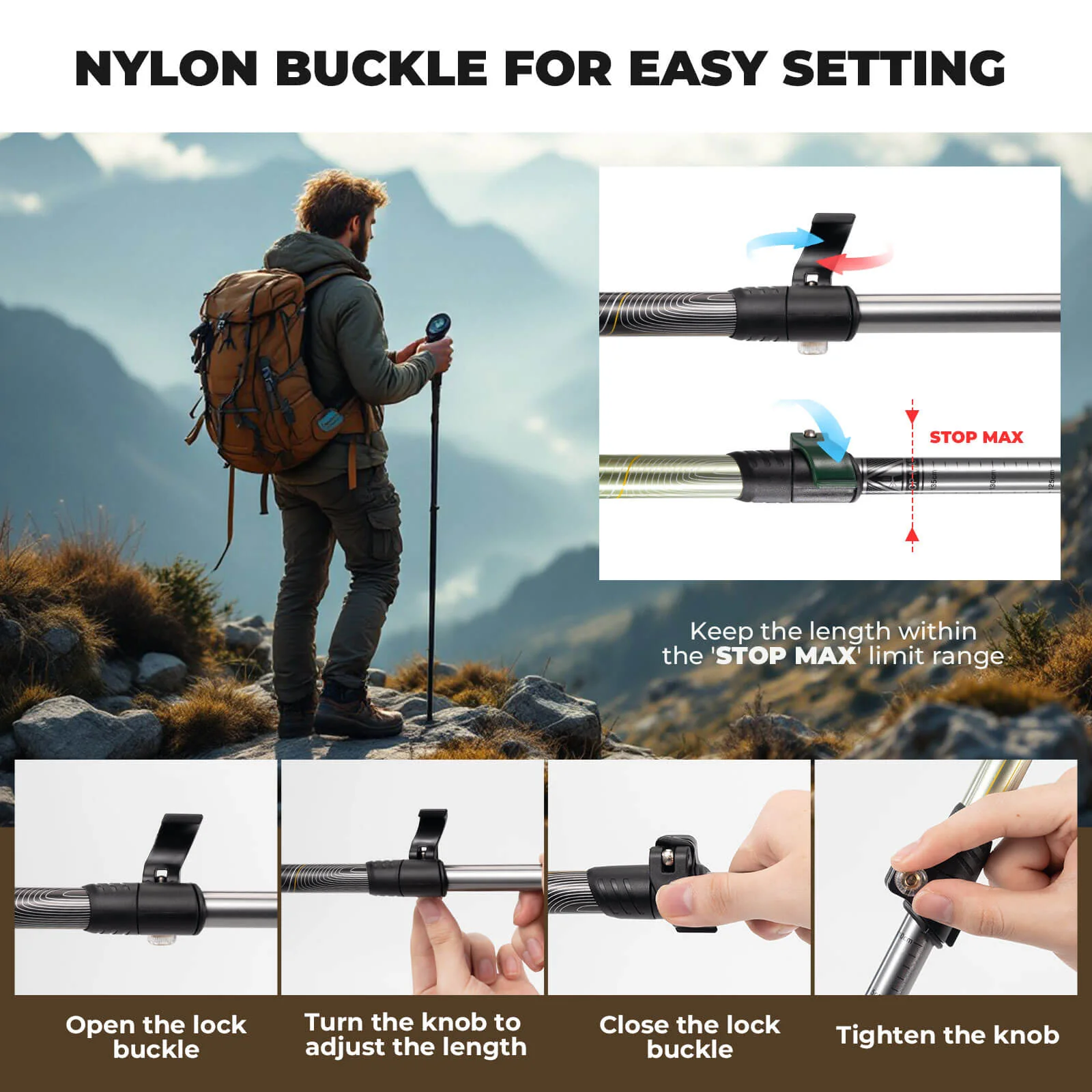 Lightweight 3-Section Trekking Pole - Image 6