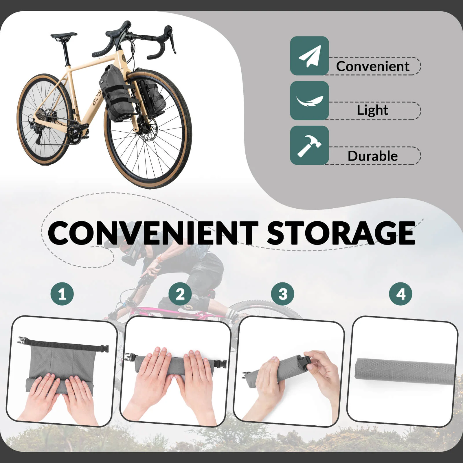 Lightweight Bike Front Fork Rack & Cargo Bag Set - Image 11