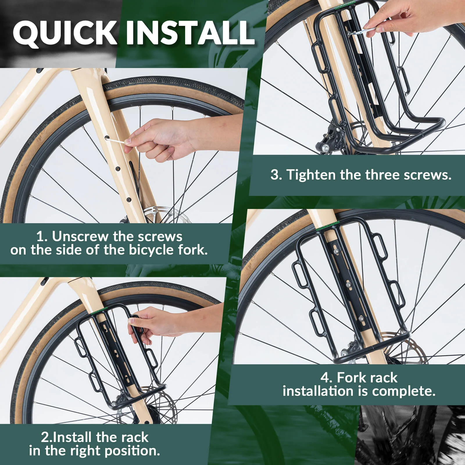 Lightweight Bike Front Fork Rack & Cargo Bag Set - Image 5