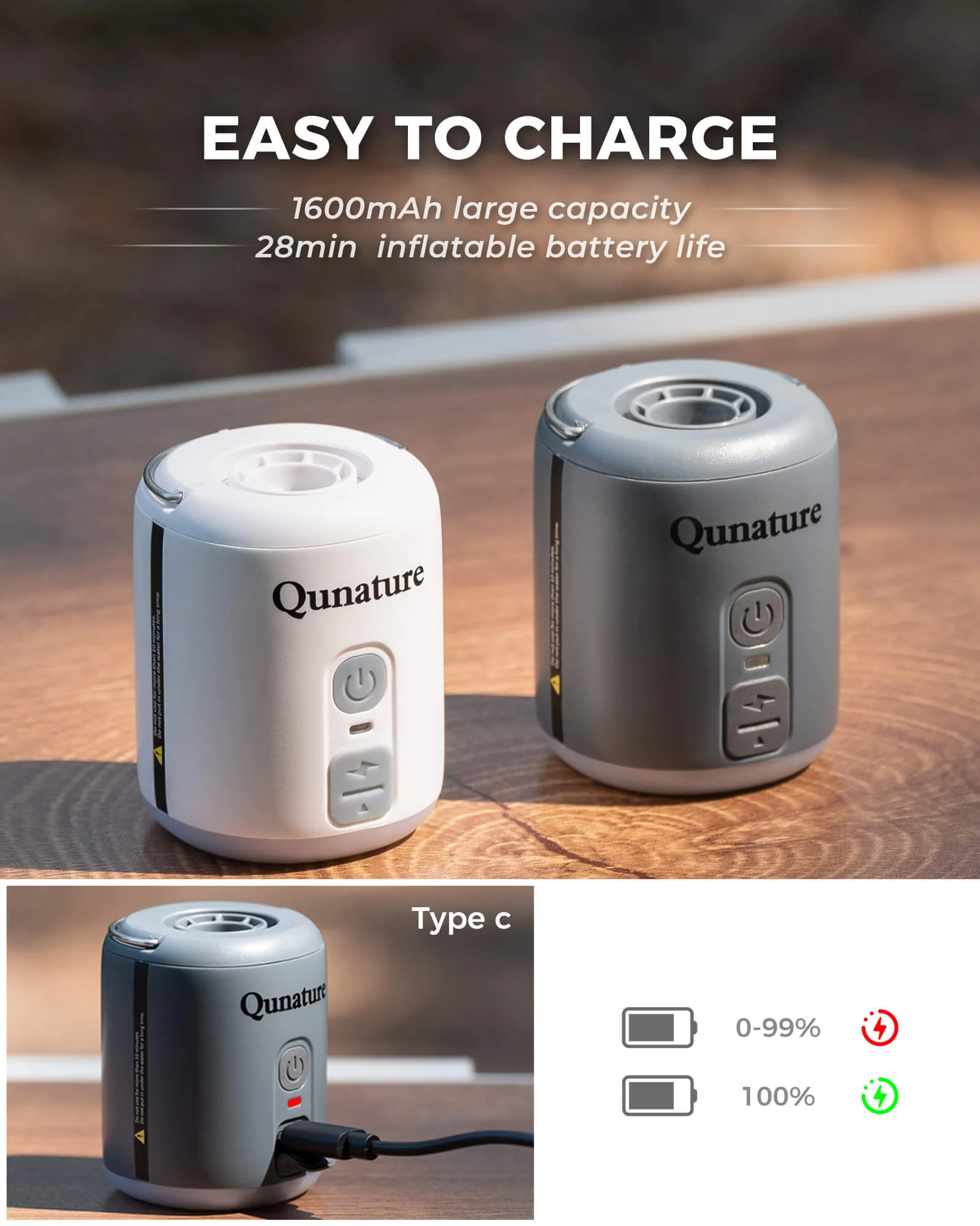 Mini Outdoor Air Pump 1600mAh and LED lighting for camping - Image 14