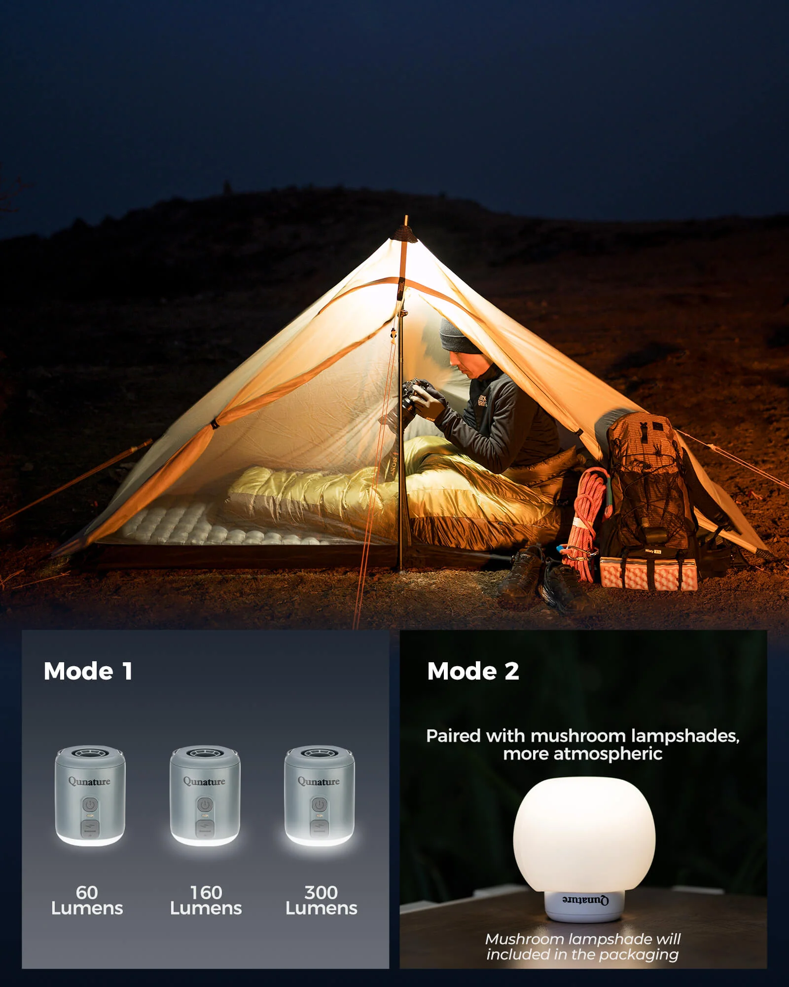 Mini Outdoor Air Pump 1600mAh and LED lighting for camping - Image 3