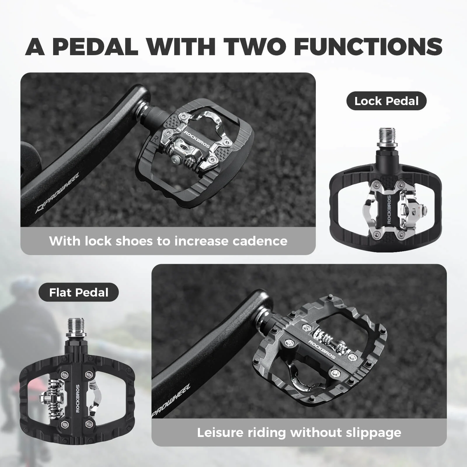 Mountain Bike Pedals 2 in 1 Flat and Clipless - Image 4