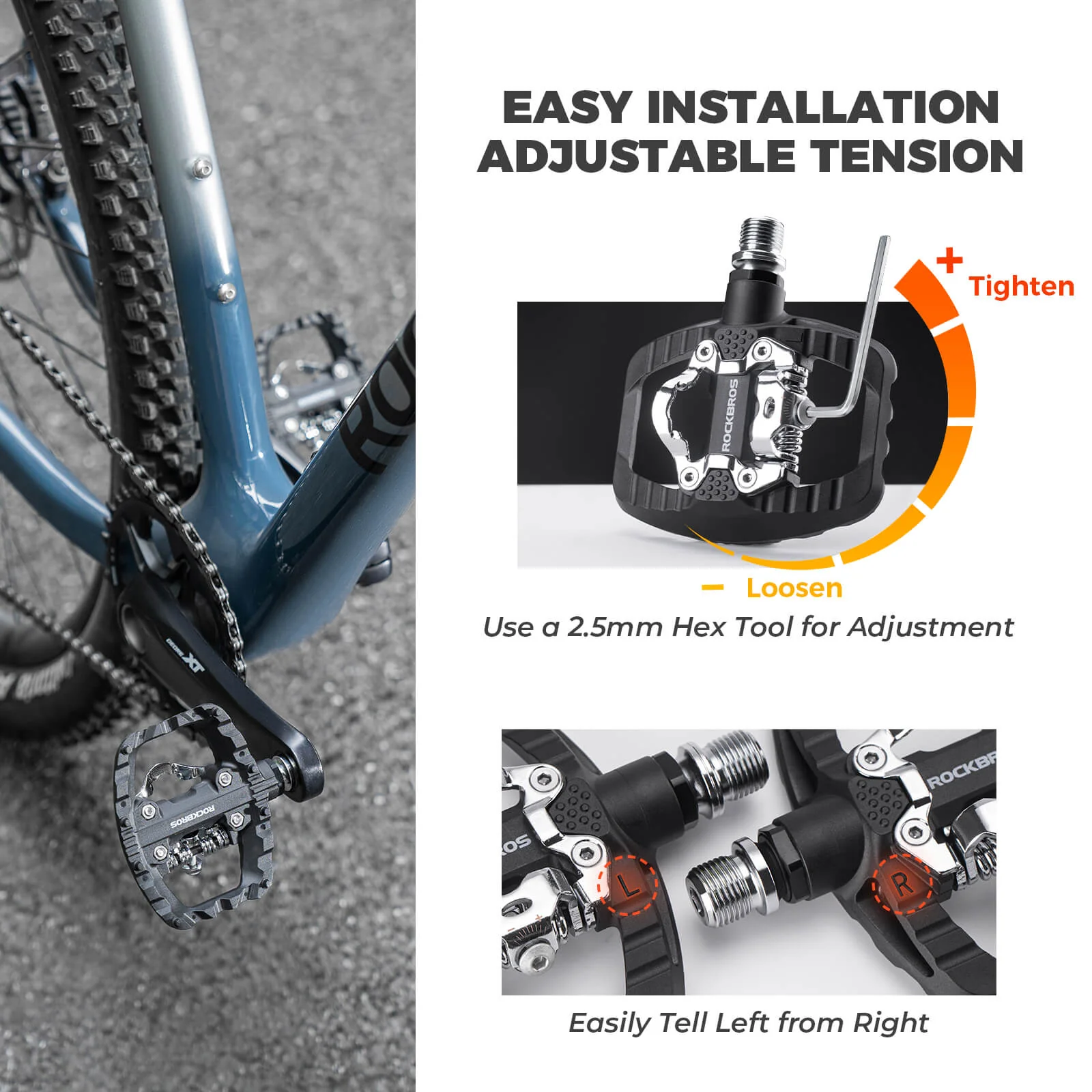 Mountain Bike Pedals 2 in 1 Flat and Clipless - Image 7