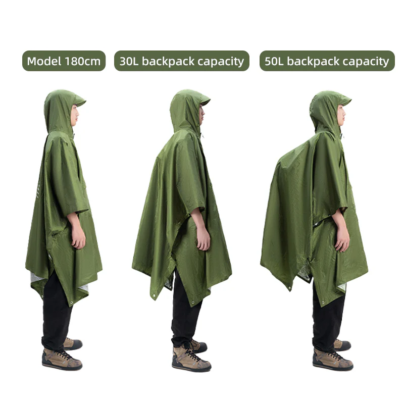 Qunature Camping Hiking 3in1 Raincoat Mat Canopy Raincoat Foldable Waterproof - Image 10