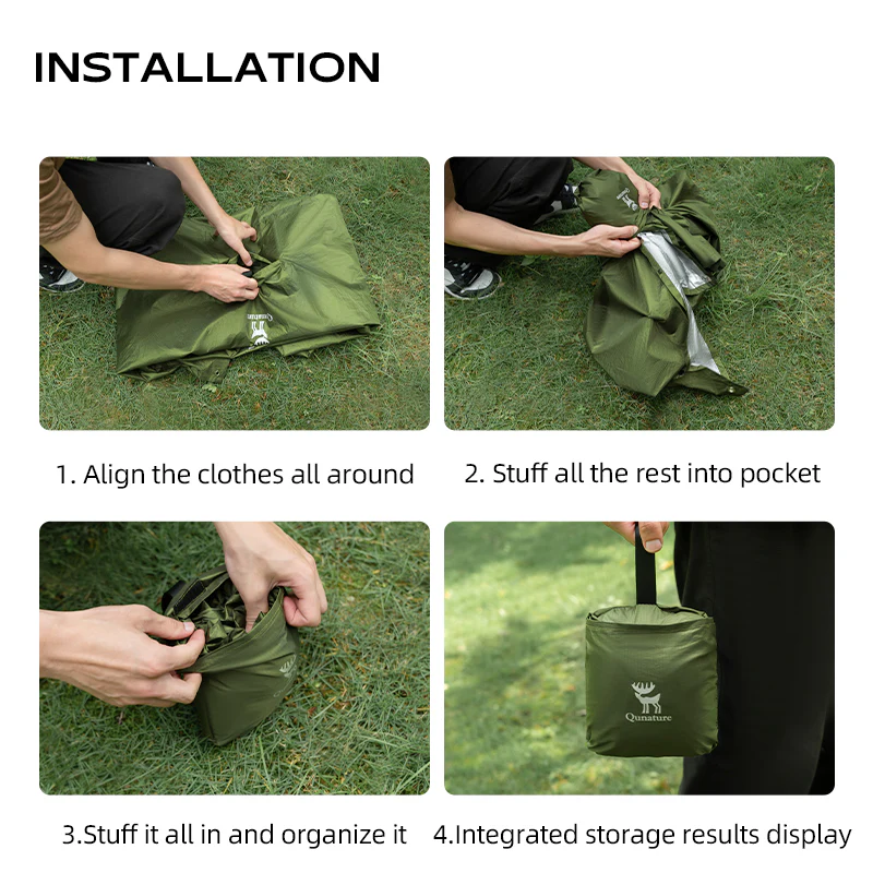 Qunature Camping Hiking 3in1 Raincoat Mat Canopy Raincoat Foldable Waterproof - Image 12
