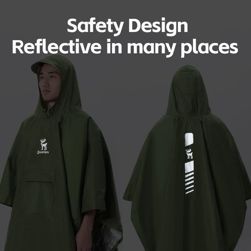 Qunature Camping Hiking 3in1 Raincoat Mat Canopy Raincoat Foldable Waterproof - Image 4