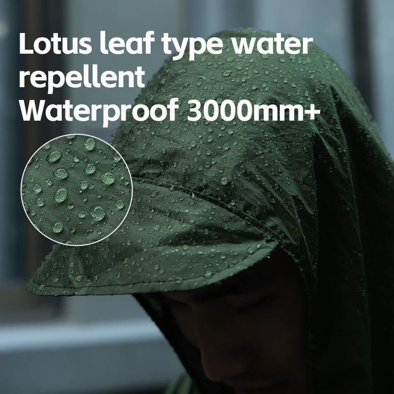 Qunature Camping Hiking 3in1 Raincoat Mat Canopy Raincoat Foldable Waterproof - Image 9