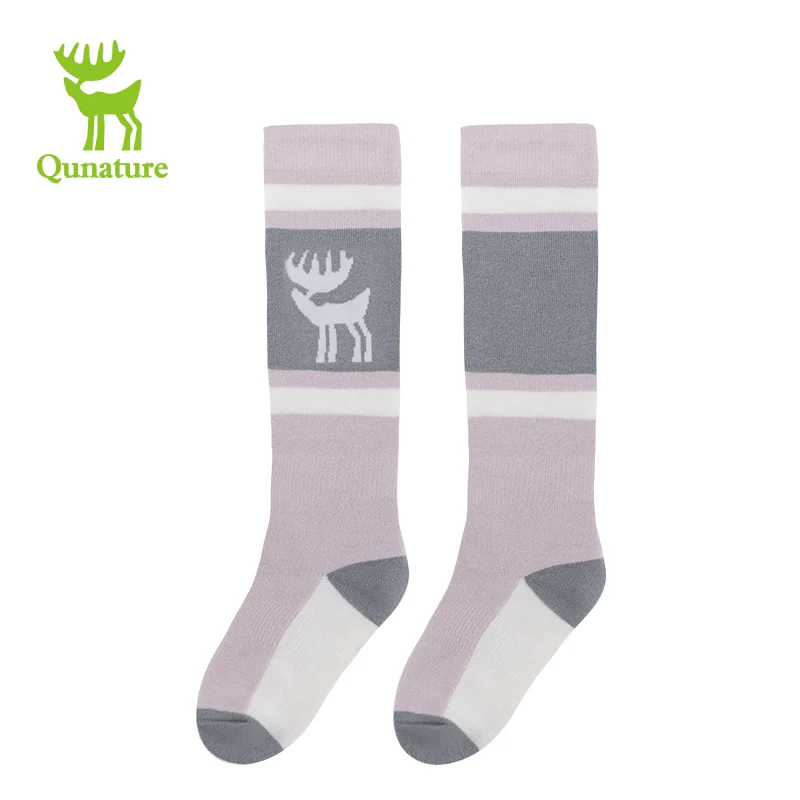 Qunature Kids Ski Snowboard Long Socks Knee Highs Thickened Warm Stockings - Image 3