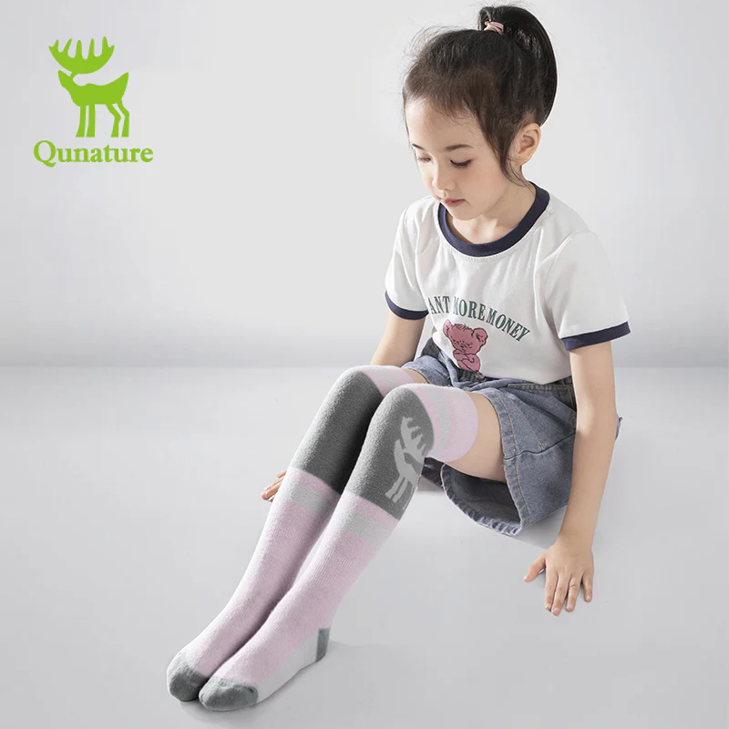 Qunature Kids Ski Snowboard Long Socks Knee Highs Thickened Warm Stockings - Image 4