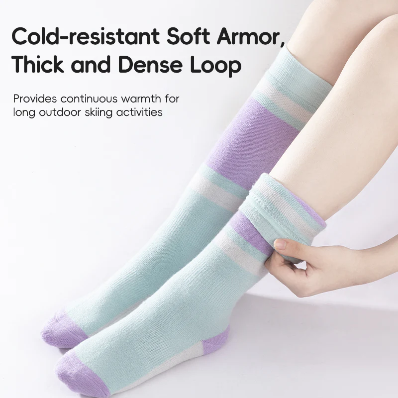 Qunature Kids Ski Snowboard Long Socks Knee Highs Thickened Warm Stockings - Image 8