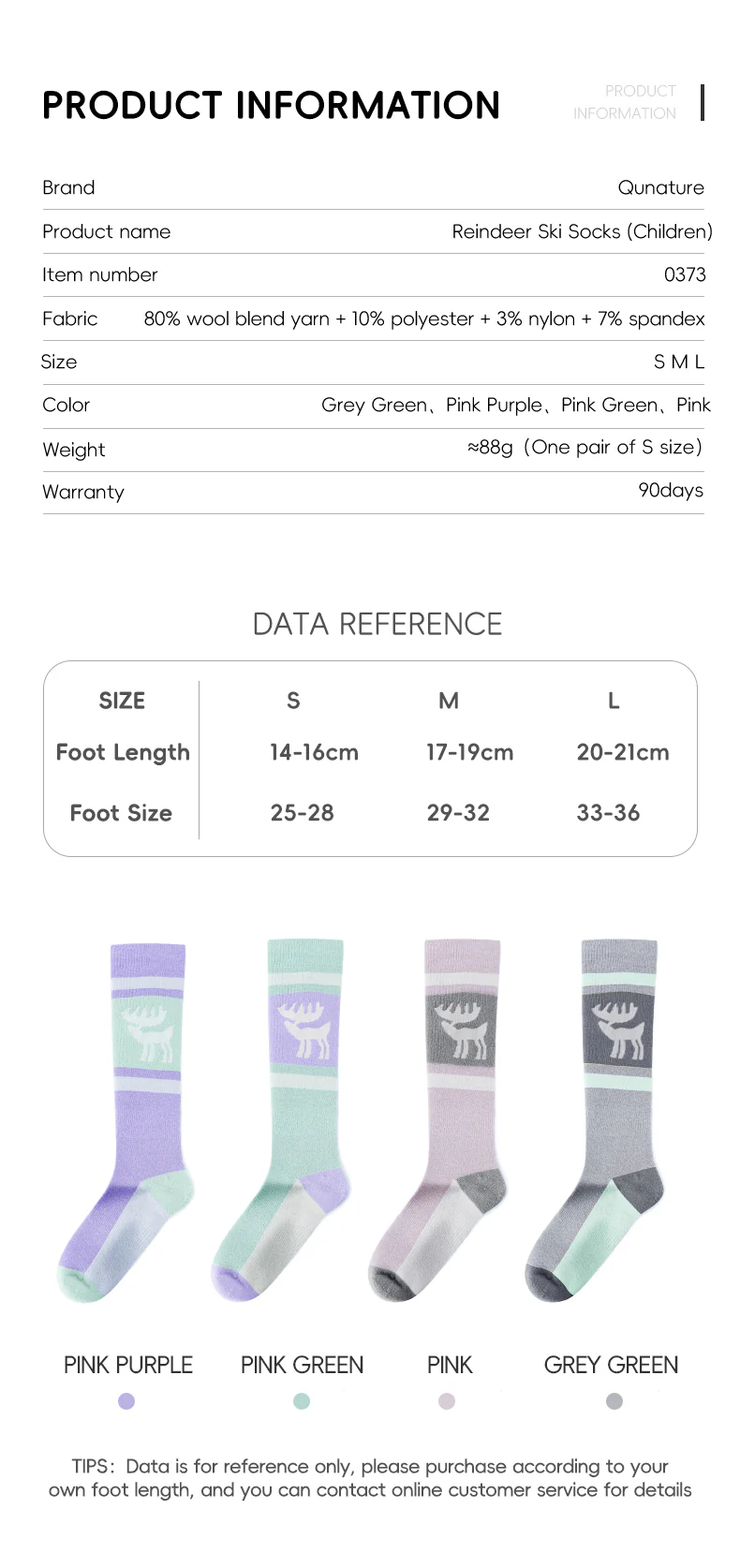 Qunature Kids Ski Snowboard Long Socks Knee Highs Thickened Warm Stockings - Image 9