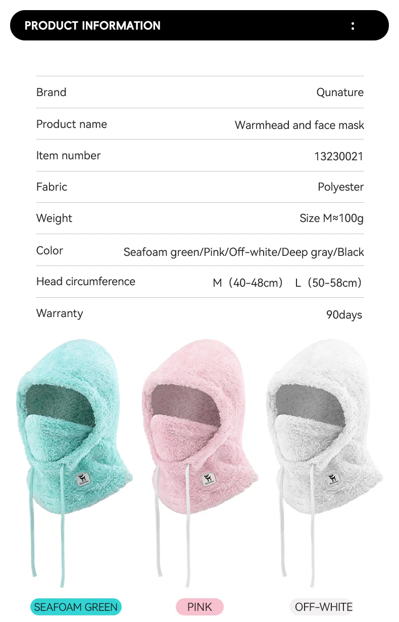 Qunature Ski Full Face Mask Thermal Windproof Neck Warmer Winter Outdoor Sports Unisex - Image 12