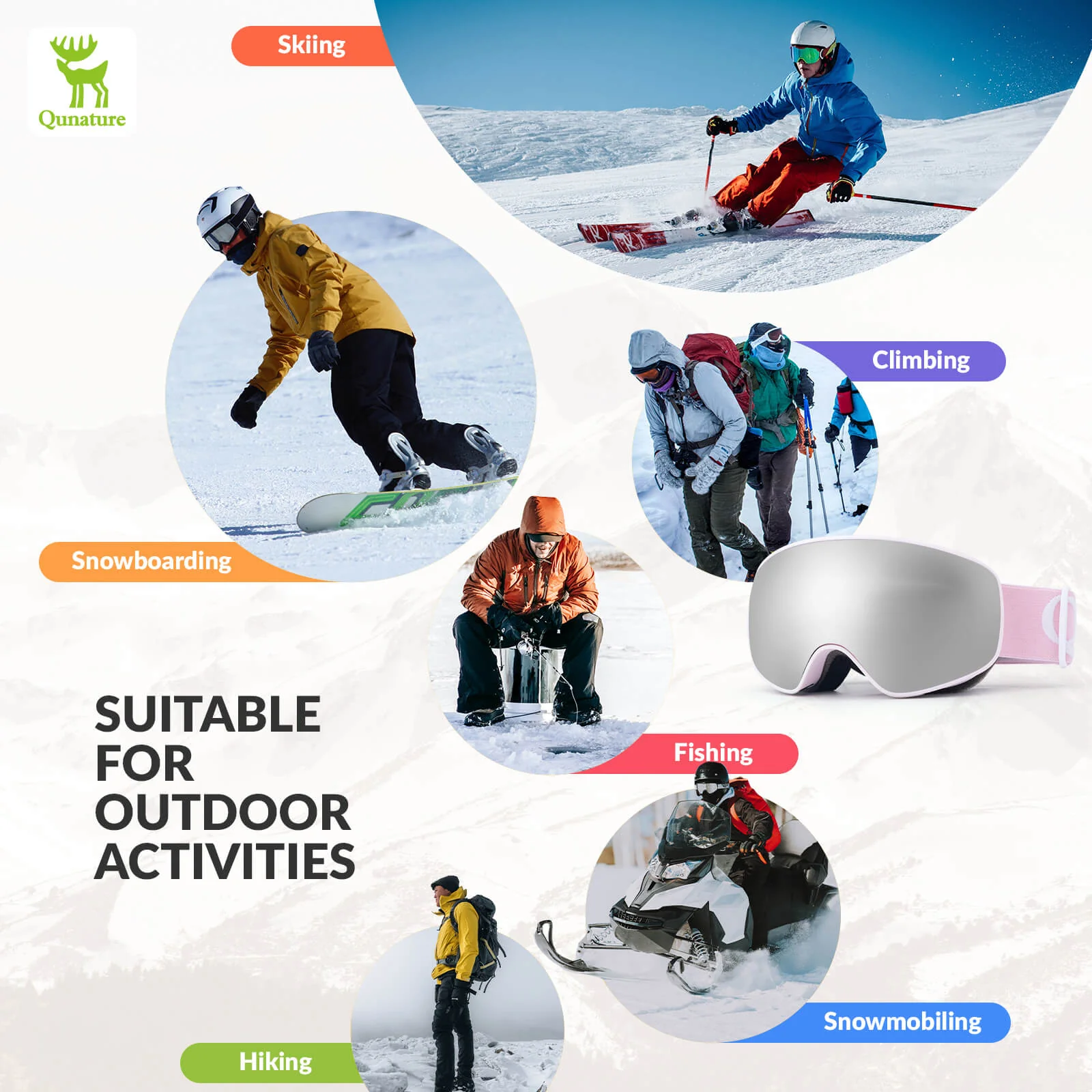 QUNATURE Youth Ski Goggles Anti Fog UV Protection - Image 12