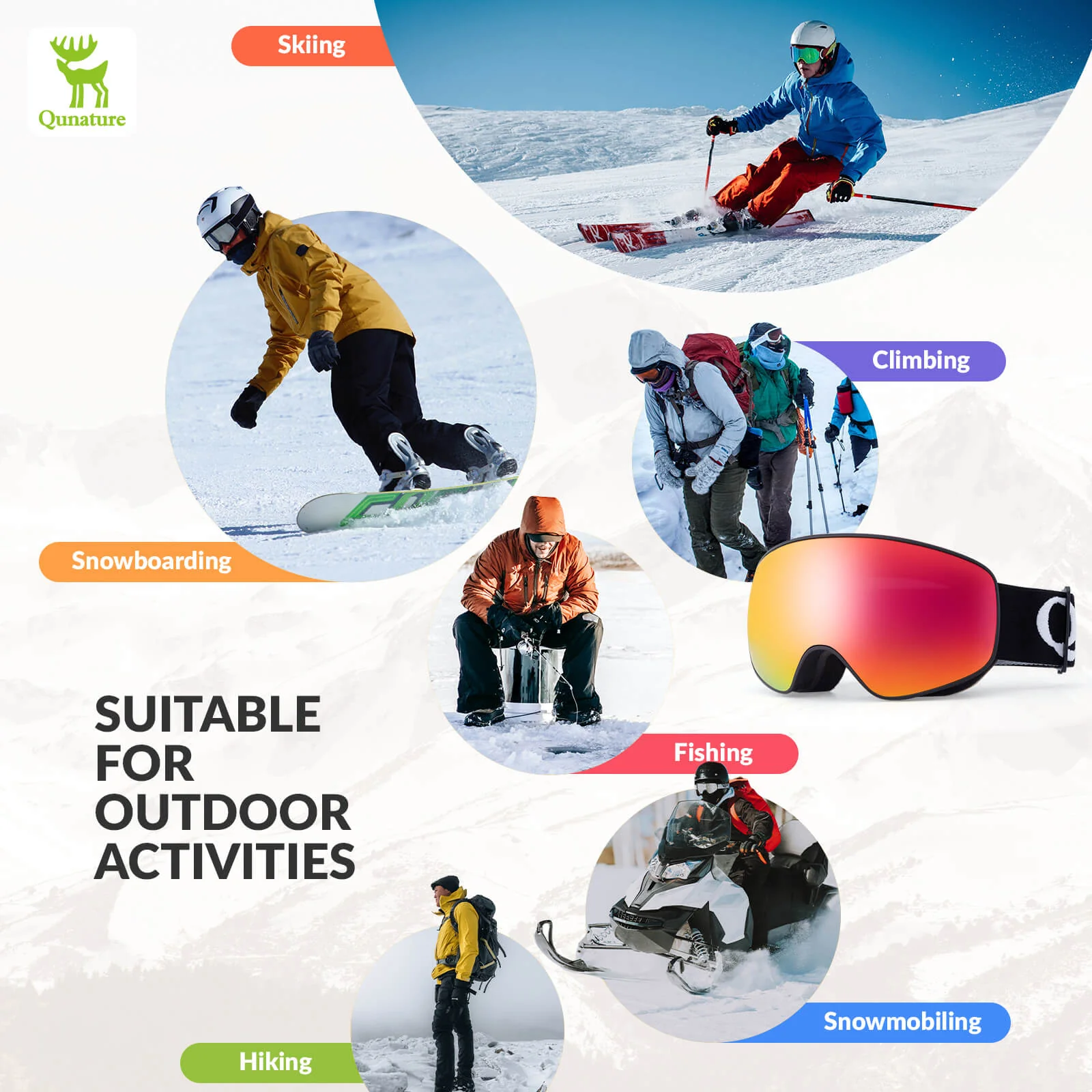 QUNATURE Youth Ski Goggles Anti Fog UV Protection - Image 6