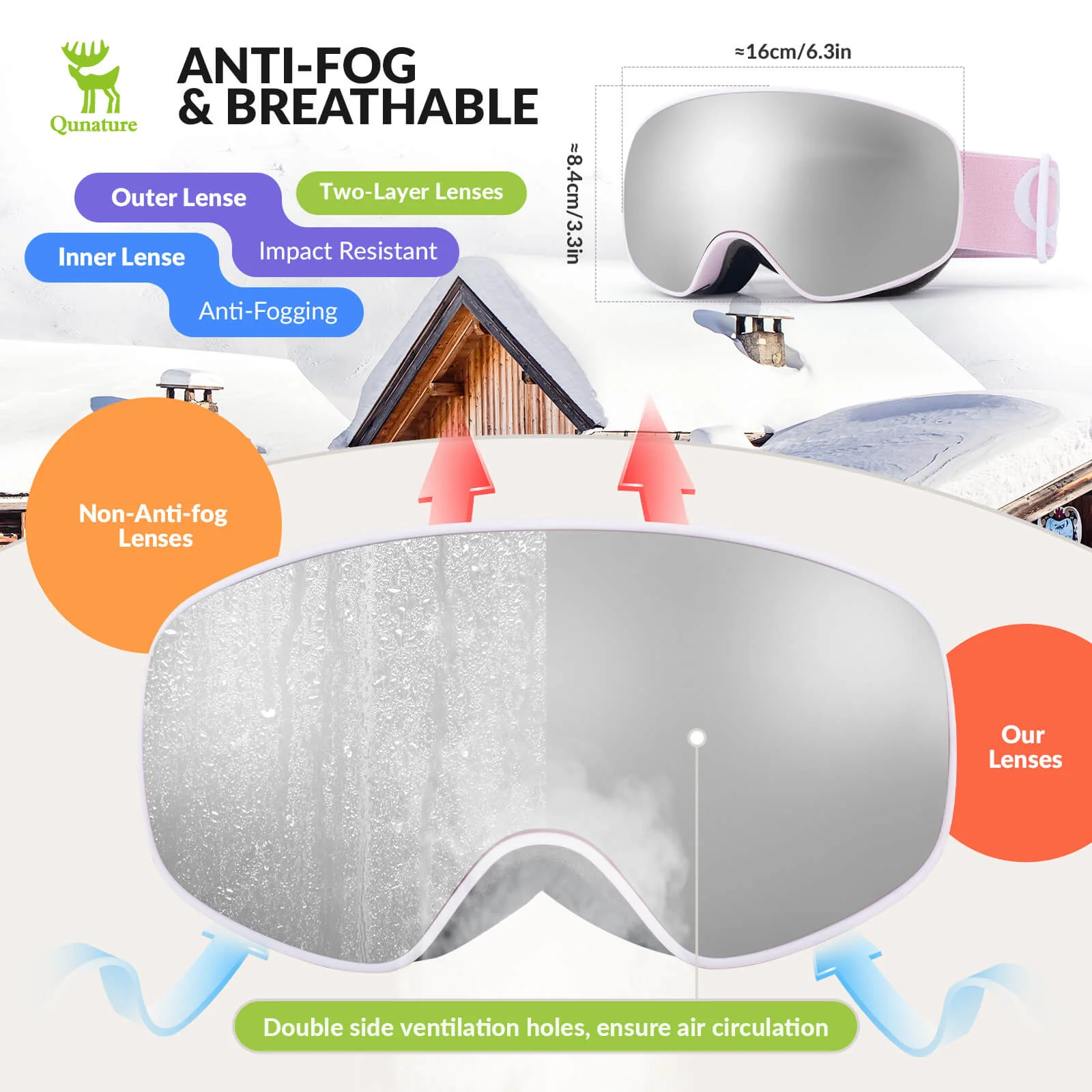 QUNATURE Youth Ski Goggles Anti Fog UV Protection - Image 9