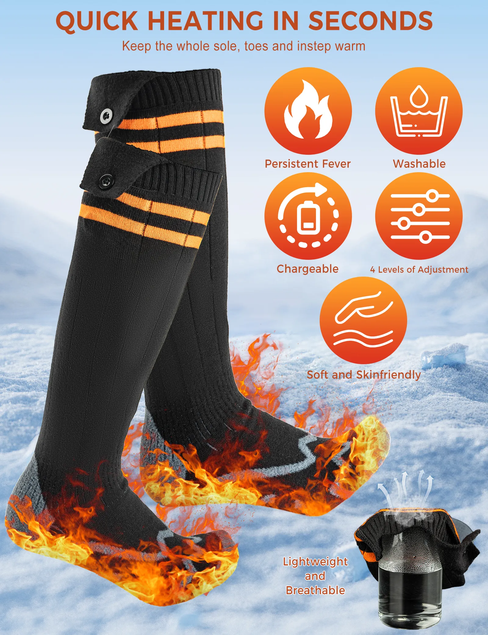 Rechargeable Heated Socks 5000mAh Winter Thermal Cycling Sports - Image 3