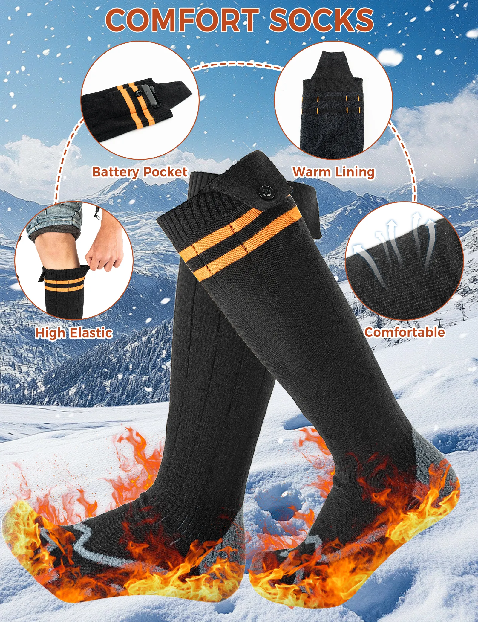 Rechargeable Heated Socks 5000mAh Winter Thermal Cycling Sports - Image 4