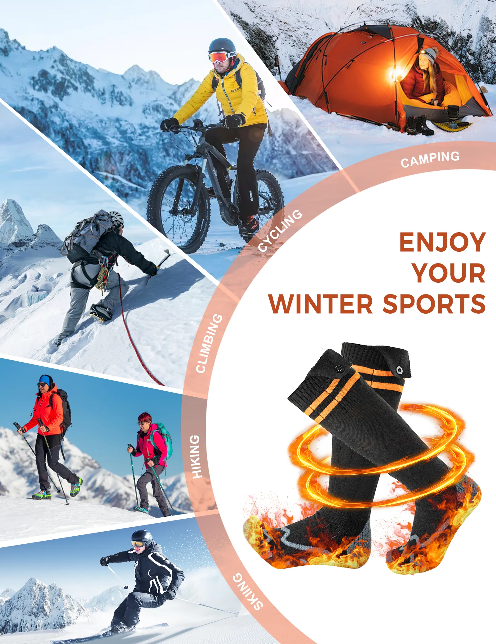 Rechargeable Heated Socks 5000mAh Winter Thermal Cycling Sports - Image 6