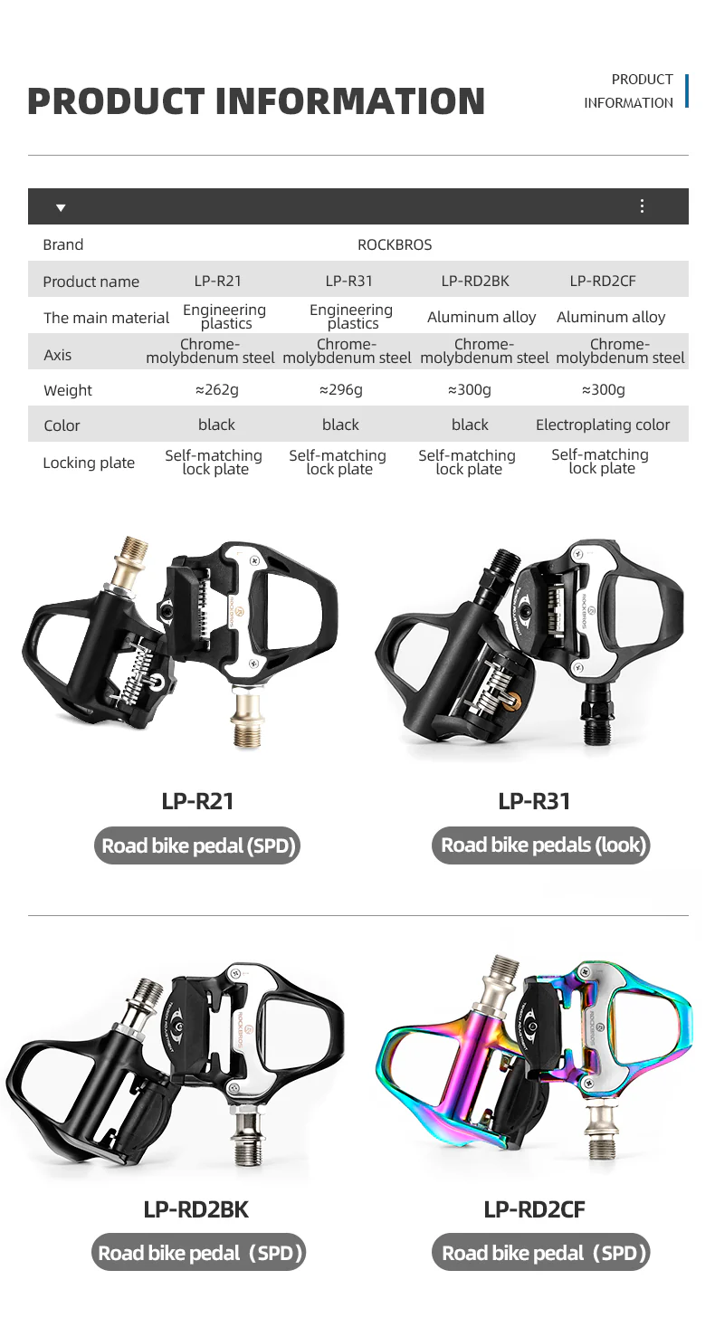 ROCKBROS Self-Lock Road Bike Pedals with Shimano SPD-SL/Look KEO Cleat System (Pair) - Image 6
