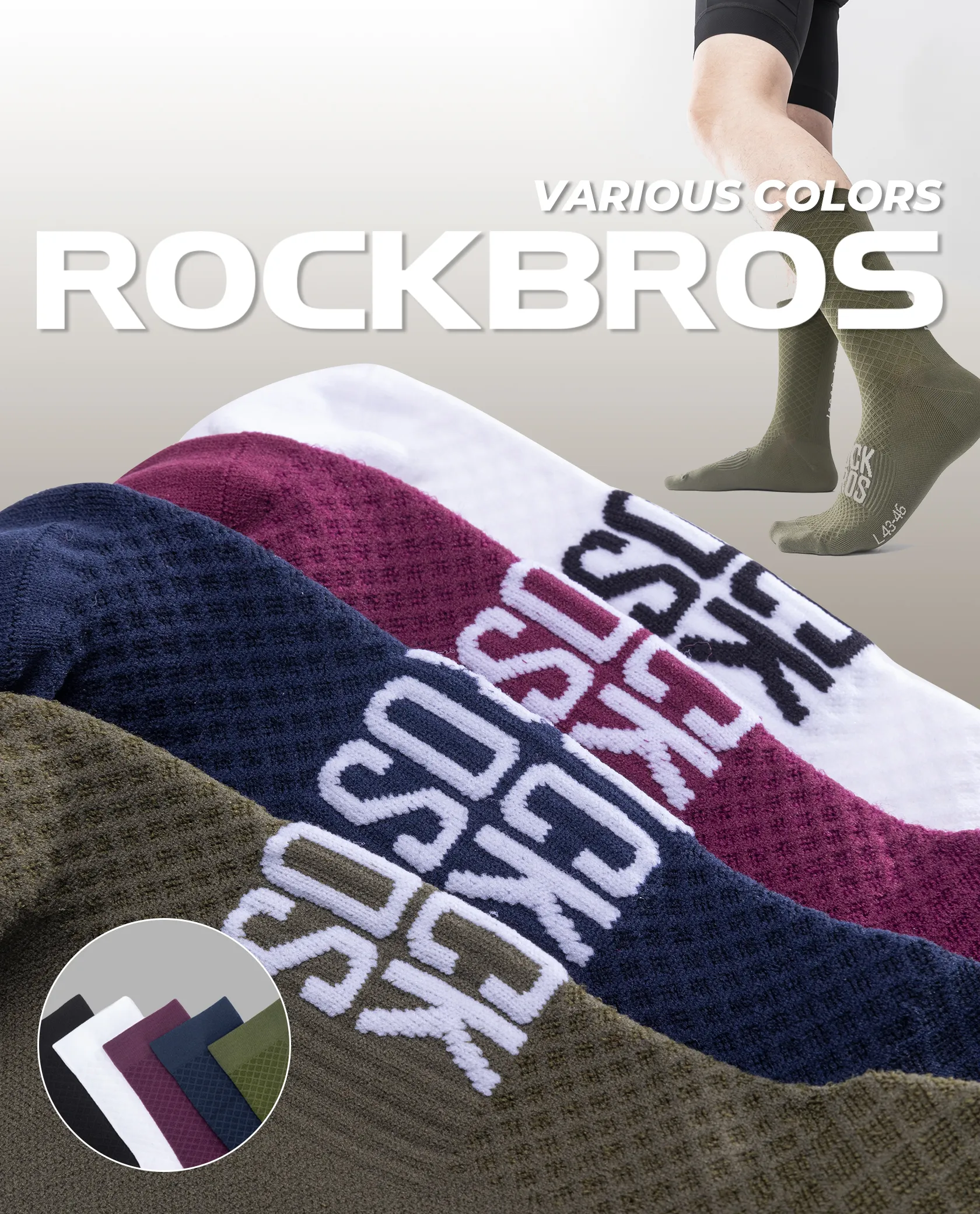【ROAD TO SKY】Breathable Cycling Socks Elastic Rib Cuff Unisex - Image 11