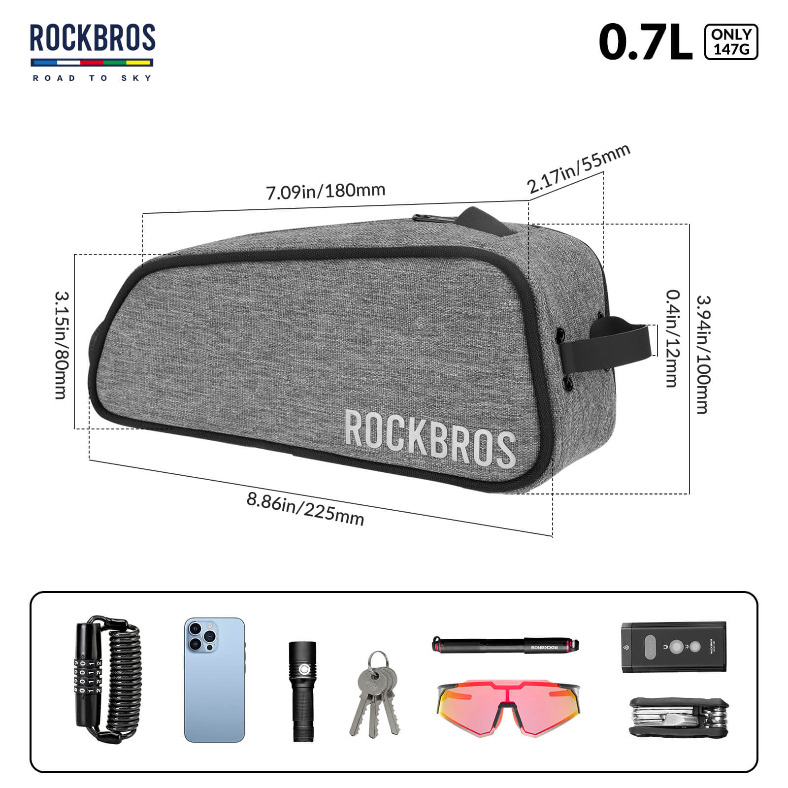 【ROAD TO SKY】Frame Cycling Bag with One-Click Lock and Available in Multiple Colours - Image 10