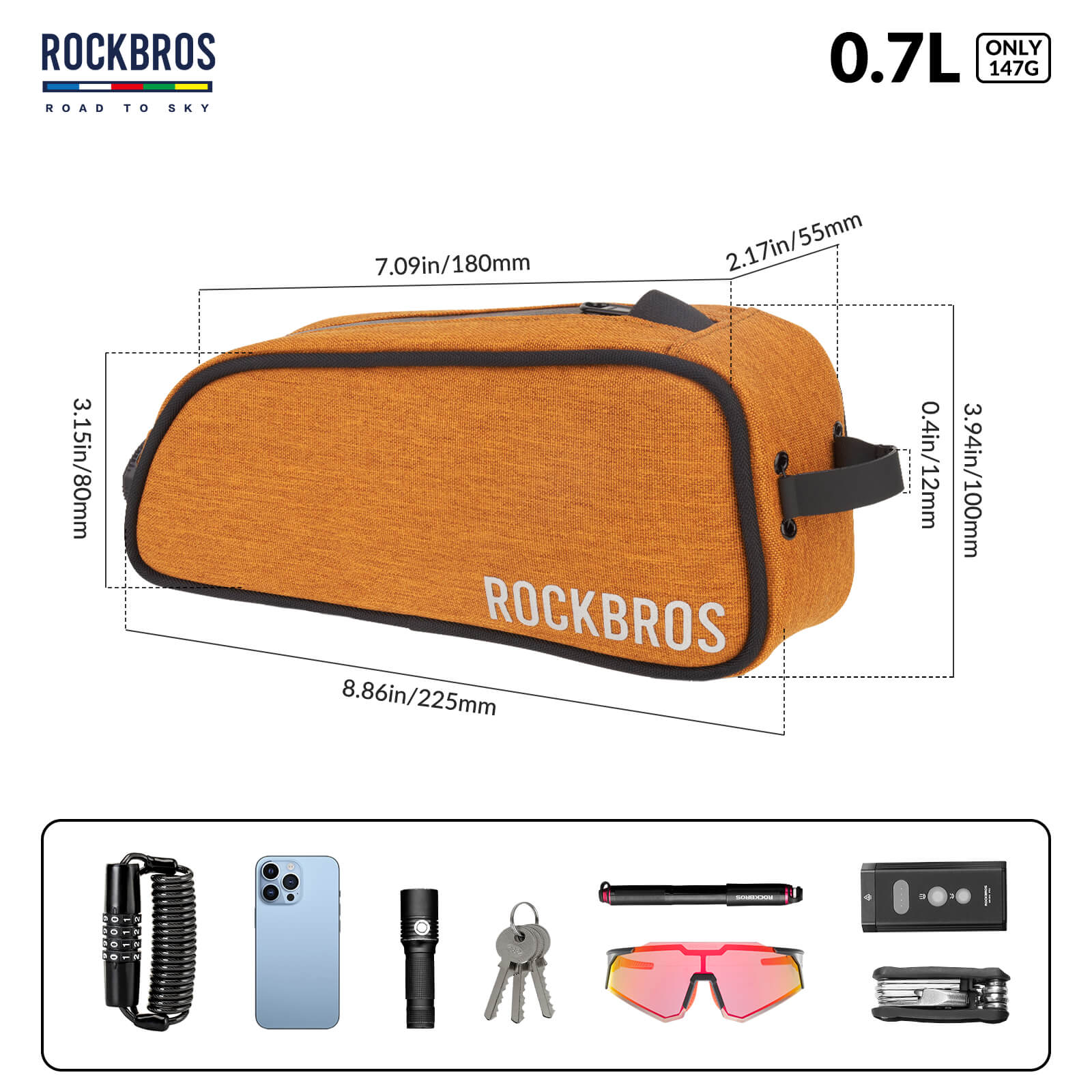 【ROAD TO SKY】Frame Cycling Bag with One-Click Lock and Available in Multiple Colours - Image 24