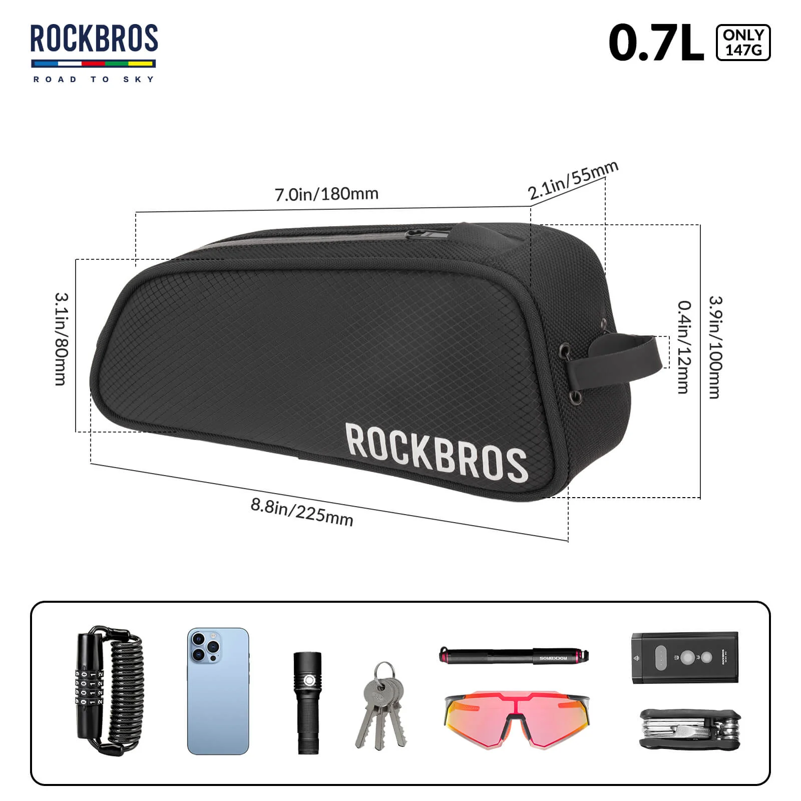【ROAD TO SKY】Frame Cycling Bag with One-Click Lock and Available in Multiple Colours - Image 3